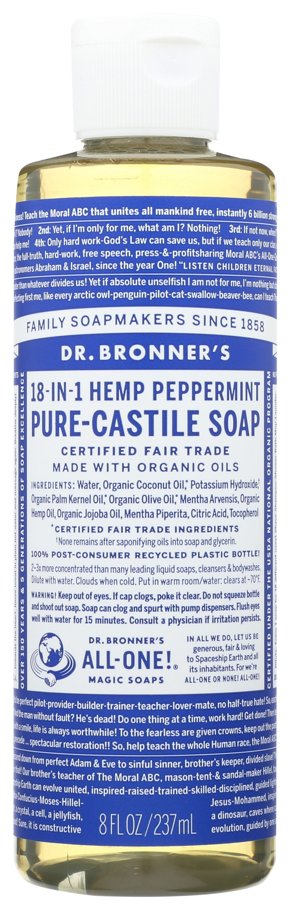Dr. Bronner's Organic Hemp Pure Castile Soap, Peppermint