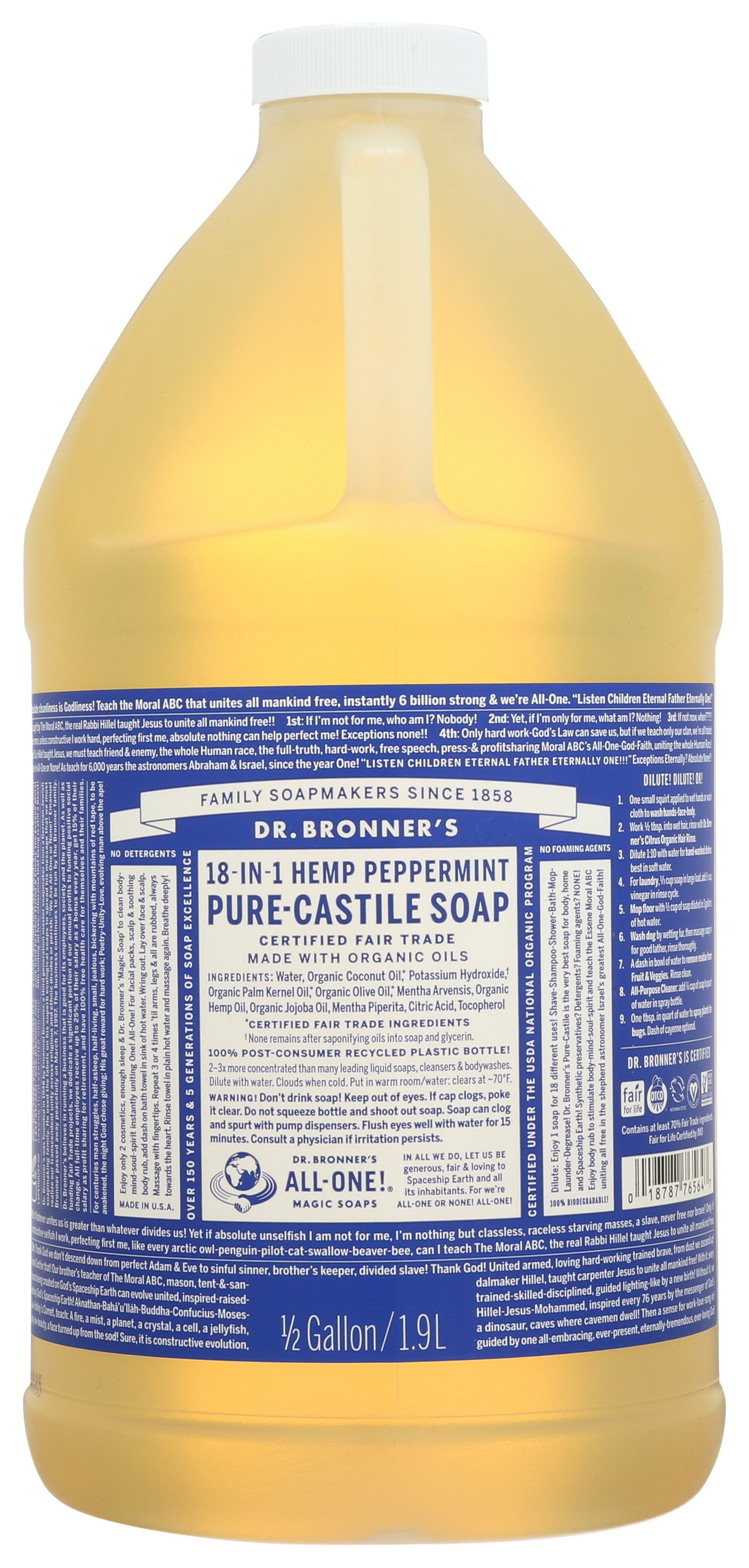Dr. Bronner's Organic Hemp Pure Castile Soap, Peppermint