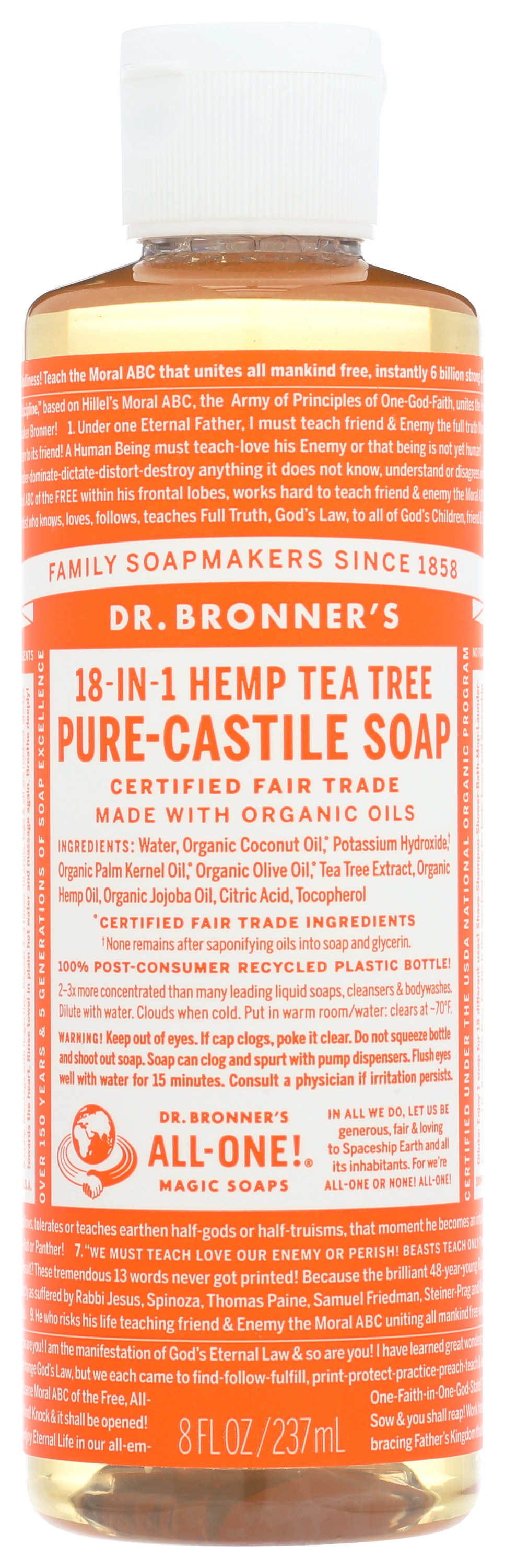 Dr. Bronner's Organic Hemp Pure Castile Soap, Tea Tree