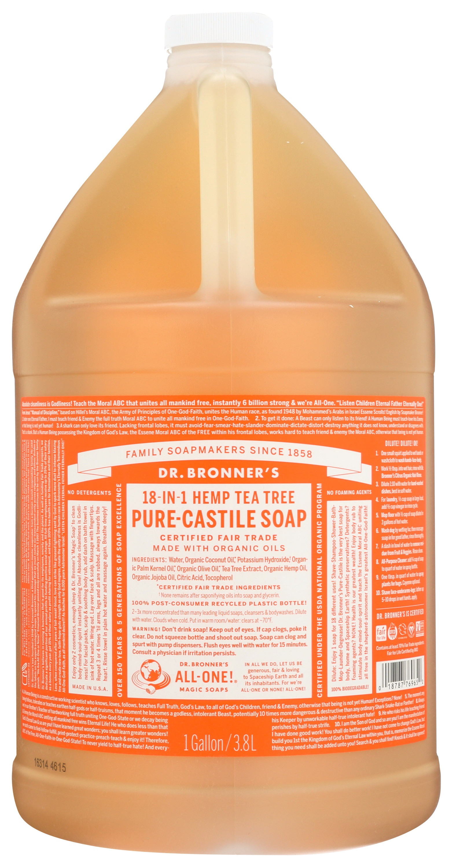 Dr. Bronner's Organic Hemp Pure Castile Soap, Tea Tree