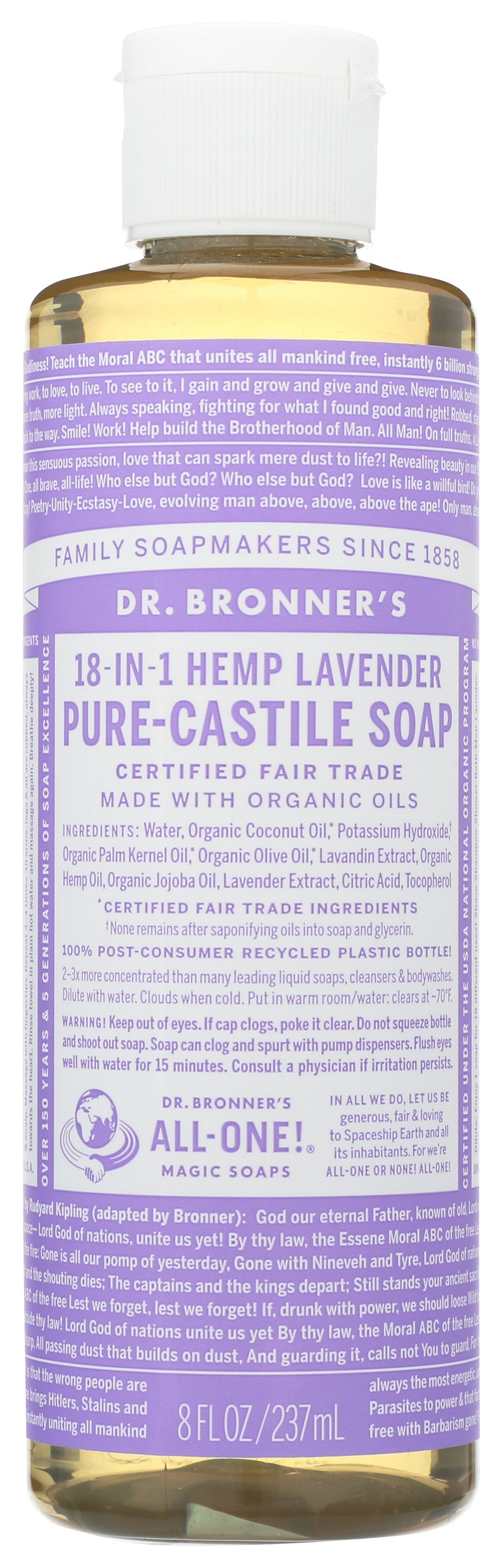 Dr. Bronner's Organic Hemp Pure Castile Soap, Lavender