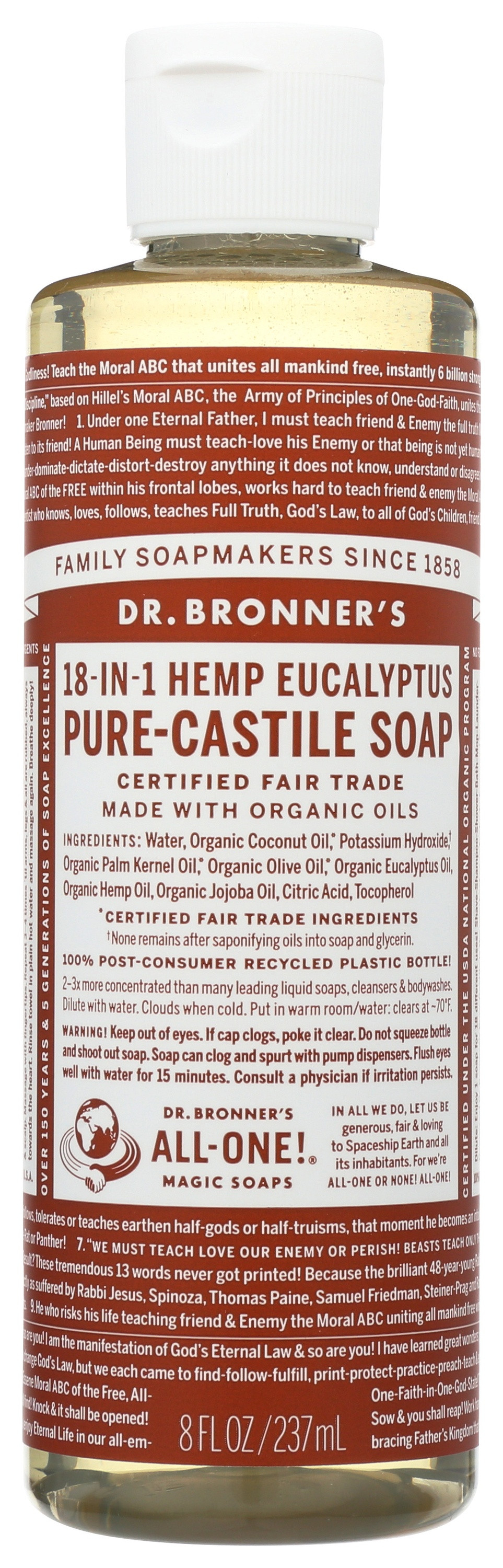 Dr. Bronner's Organic Hemp Pure Castile Soap, Eucalyptus