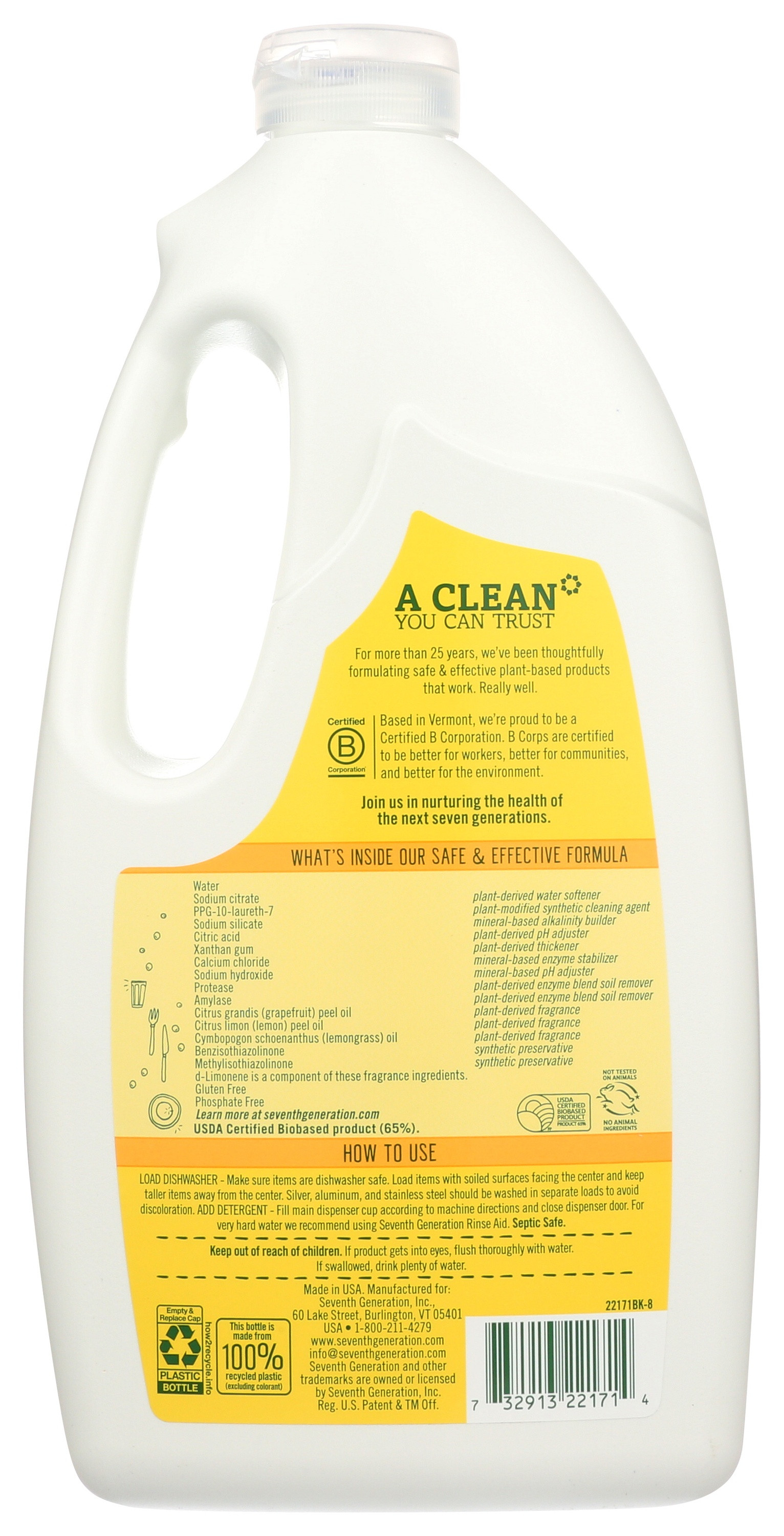 Seventh Generation Dishwasher Detergent Gel, Lemon Scent