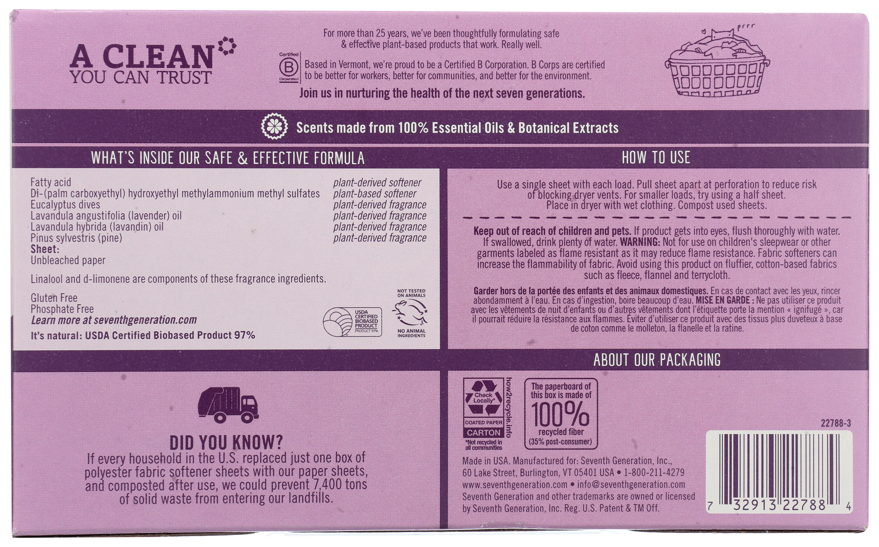 Seventh Generation Fabric Softener Sheets