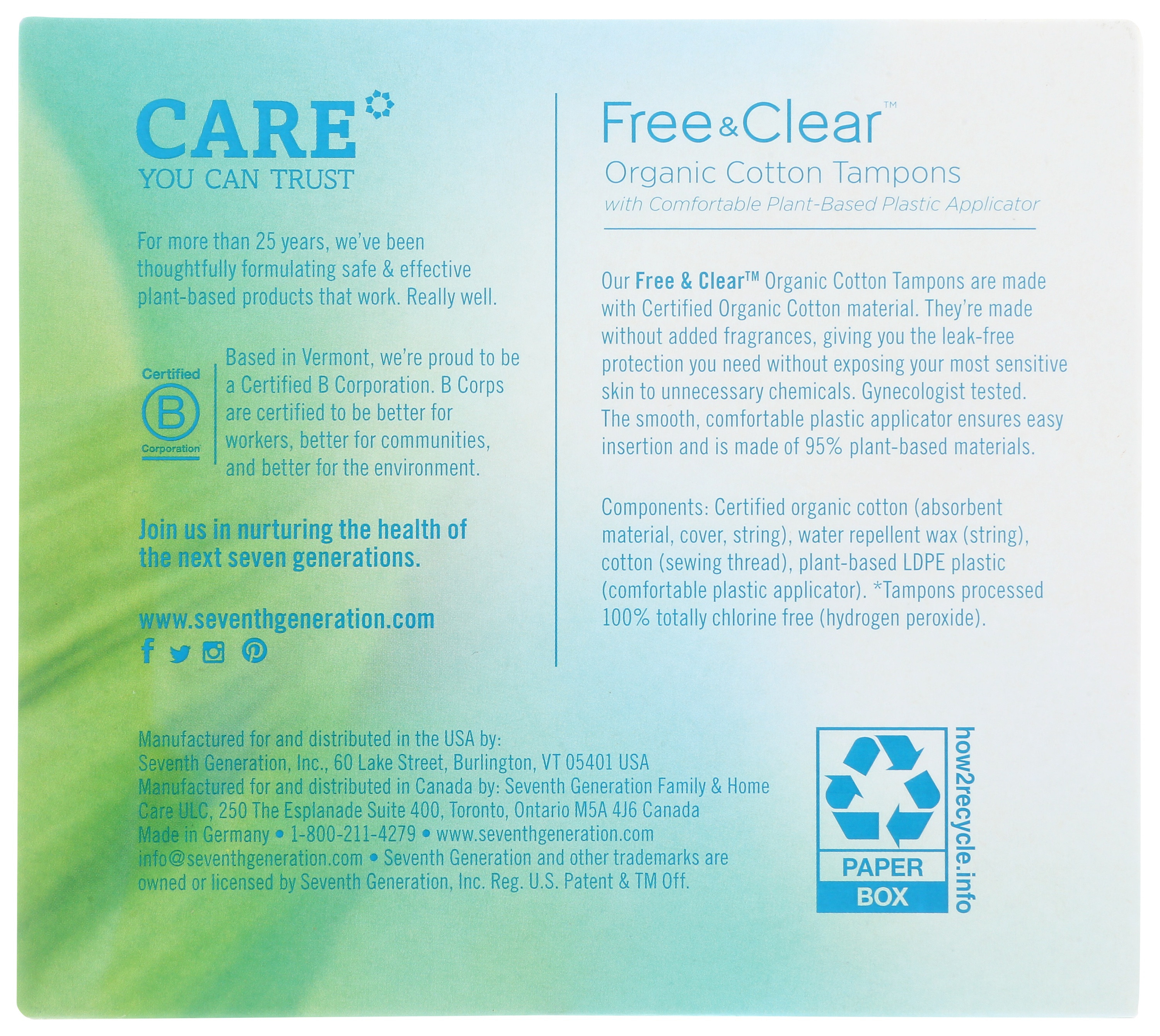 Seventh Generation Free And Clear Super Tampons With Applicator