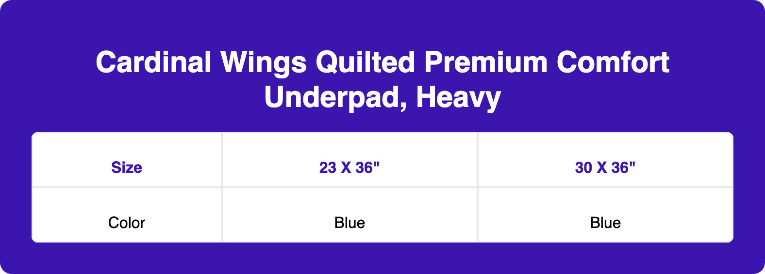Cardinal Wings Quilted Premium Comfort Underpad, Heavy