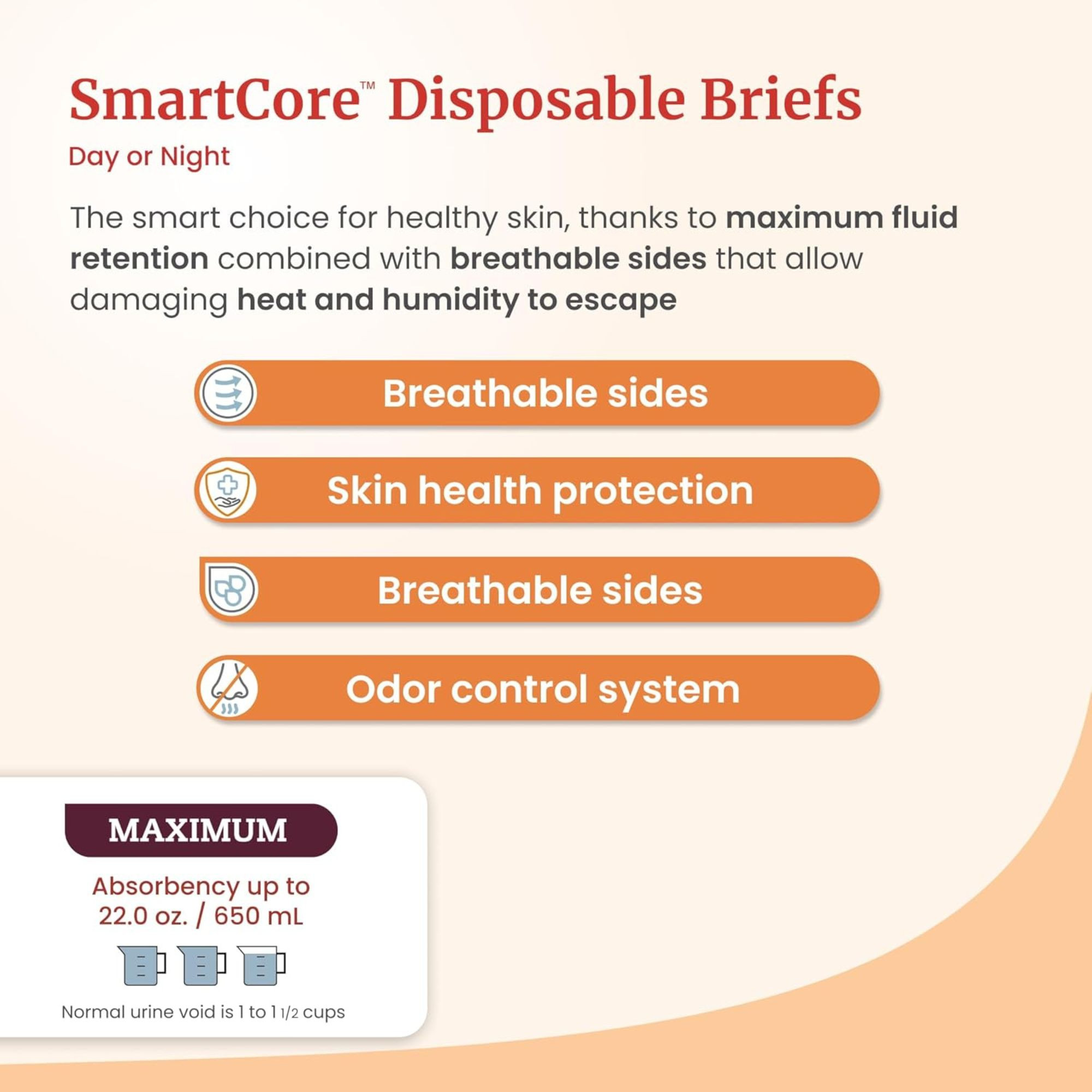 Tranquility SmartCore Adult Disposable Briefs with Tabs, Maximum Absorbency