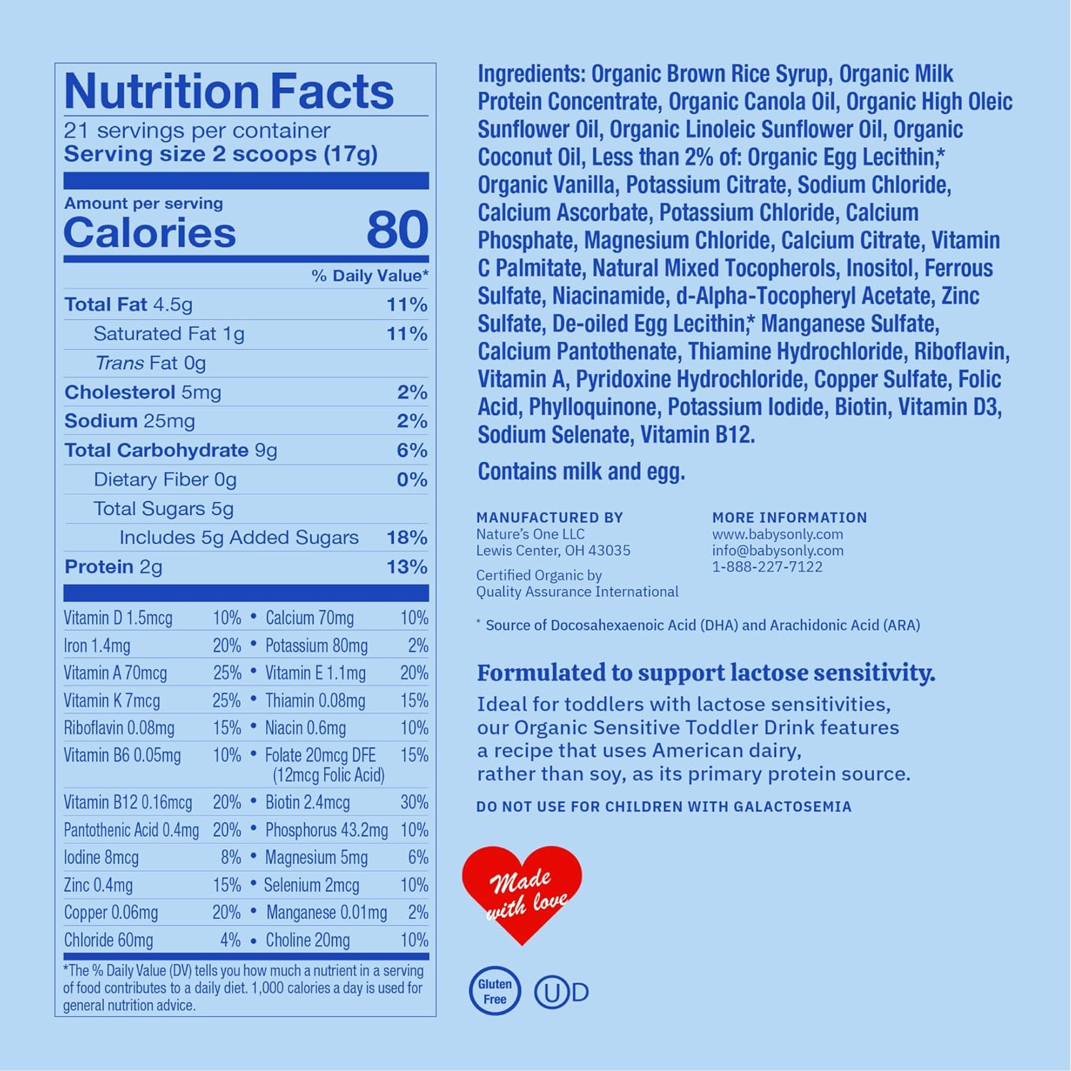 Baby's Only Organic Sensitive Toddler Formula