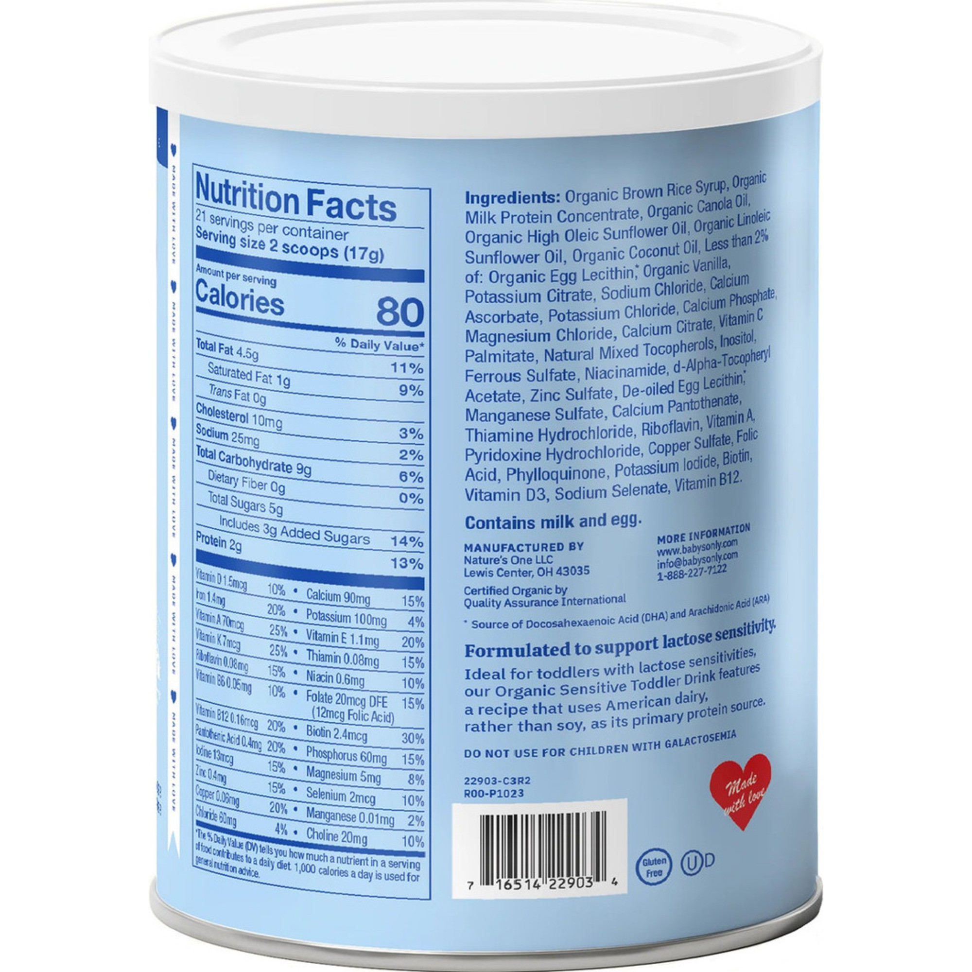 Baby's Only Organic Sensitive Toddler Formula