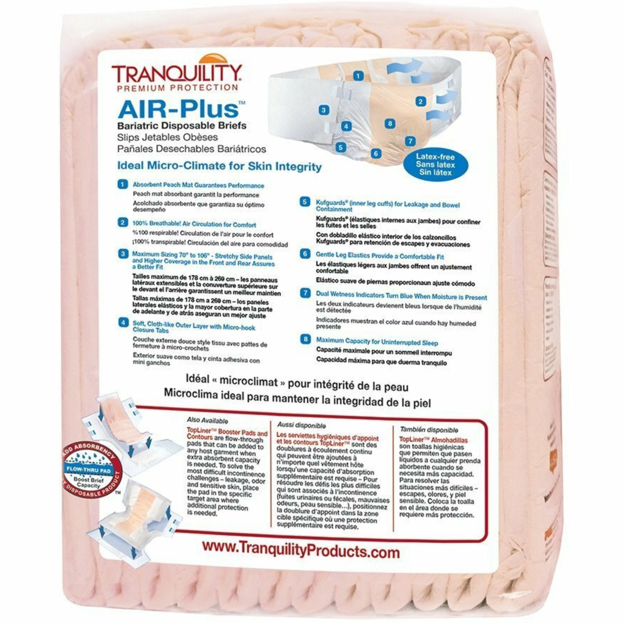 Tranquility Air-Plus Bariatric Breathable Disposable Briefs with Tabs, Maximum Absorbency