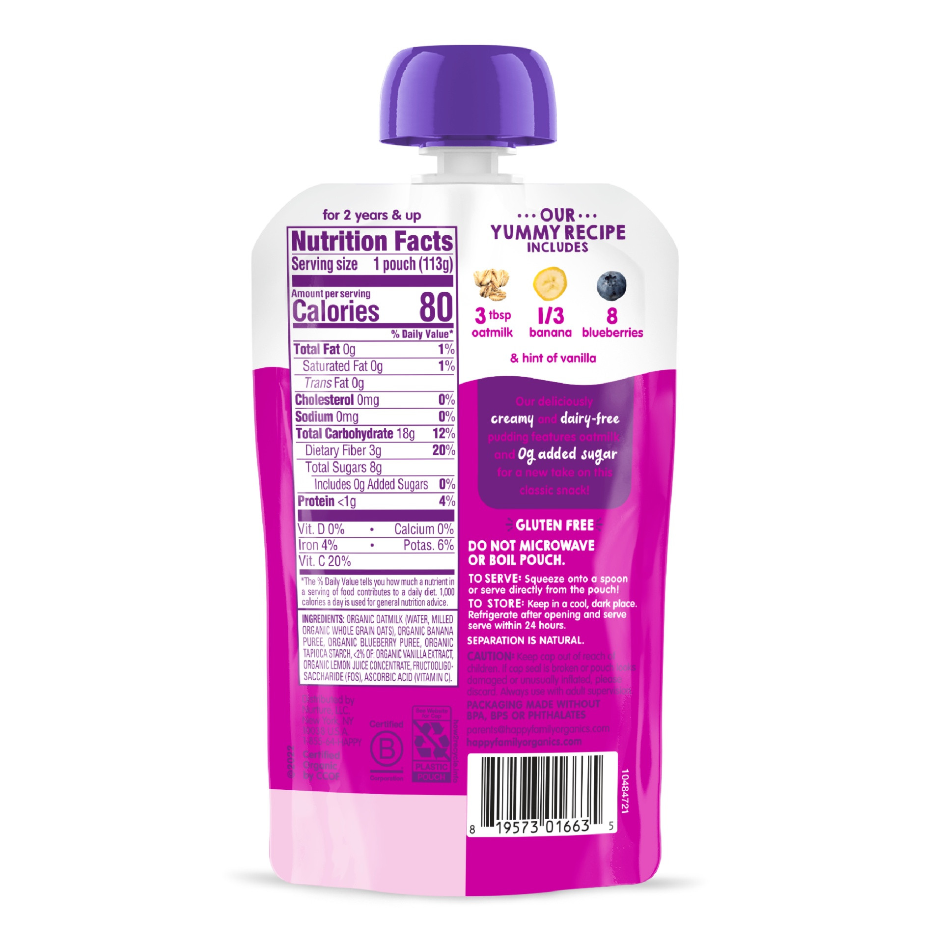 Happy Tot Oatmilk Pudding Puree Pouches