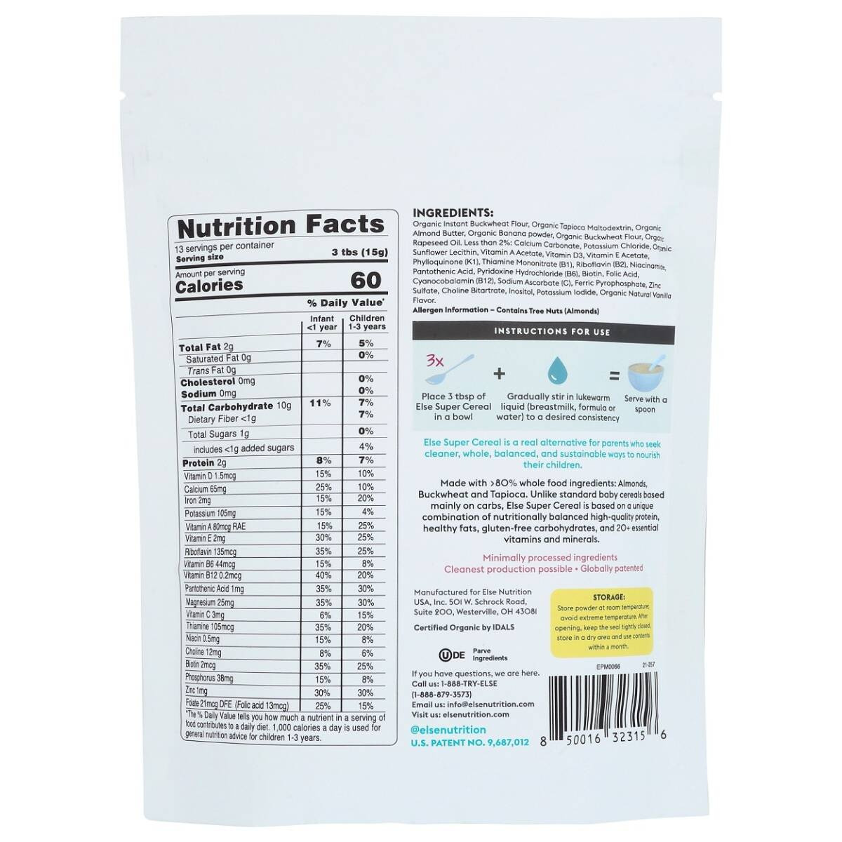 Else Nutrition Plant-Based Baby Cereal