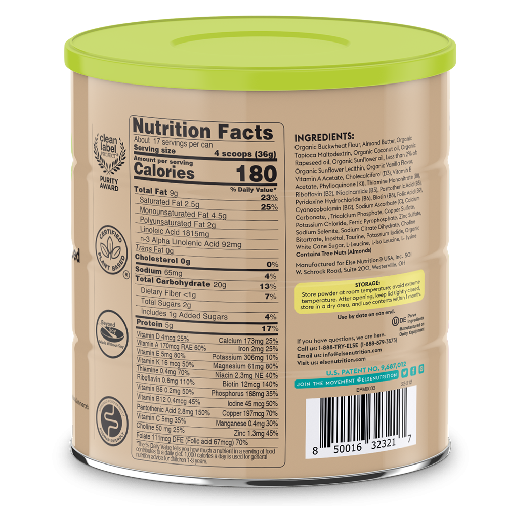 Else Nutrition Toddler Omega Plant-Based Complete & Balanced Formula