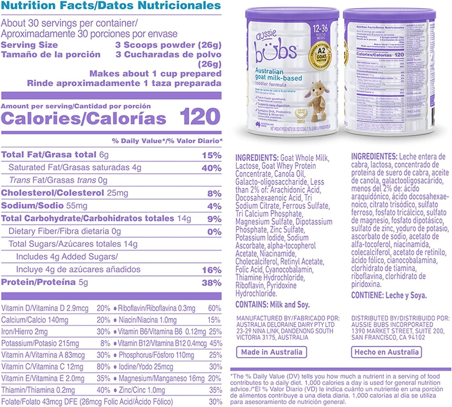 Aussie Bubs Australian Goat Milk-Based Toddler Formula