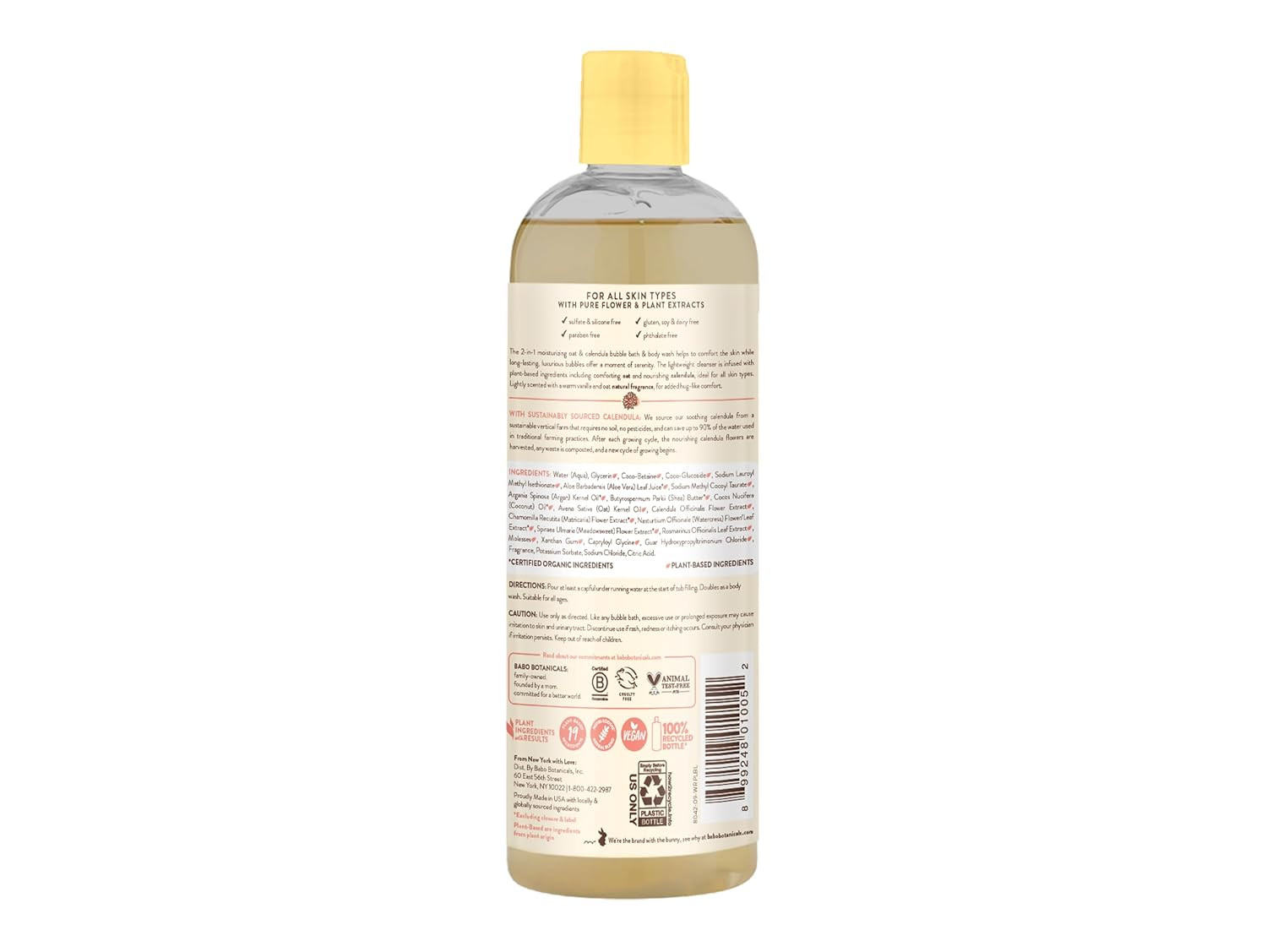 Babo Moisturizing Oat & Calendula Bubble Bath & Wash