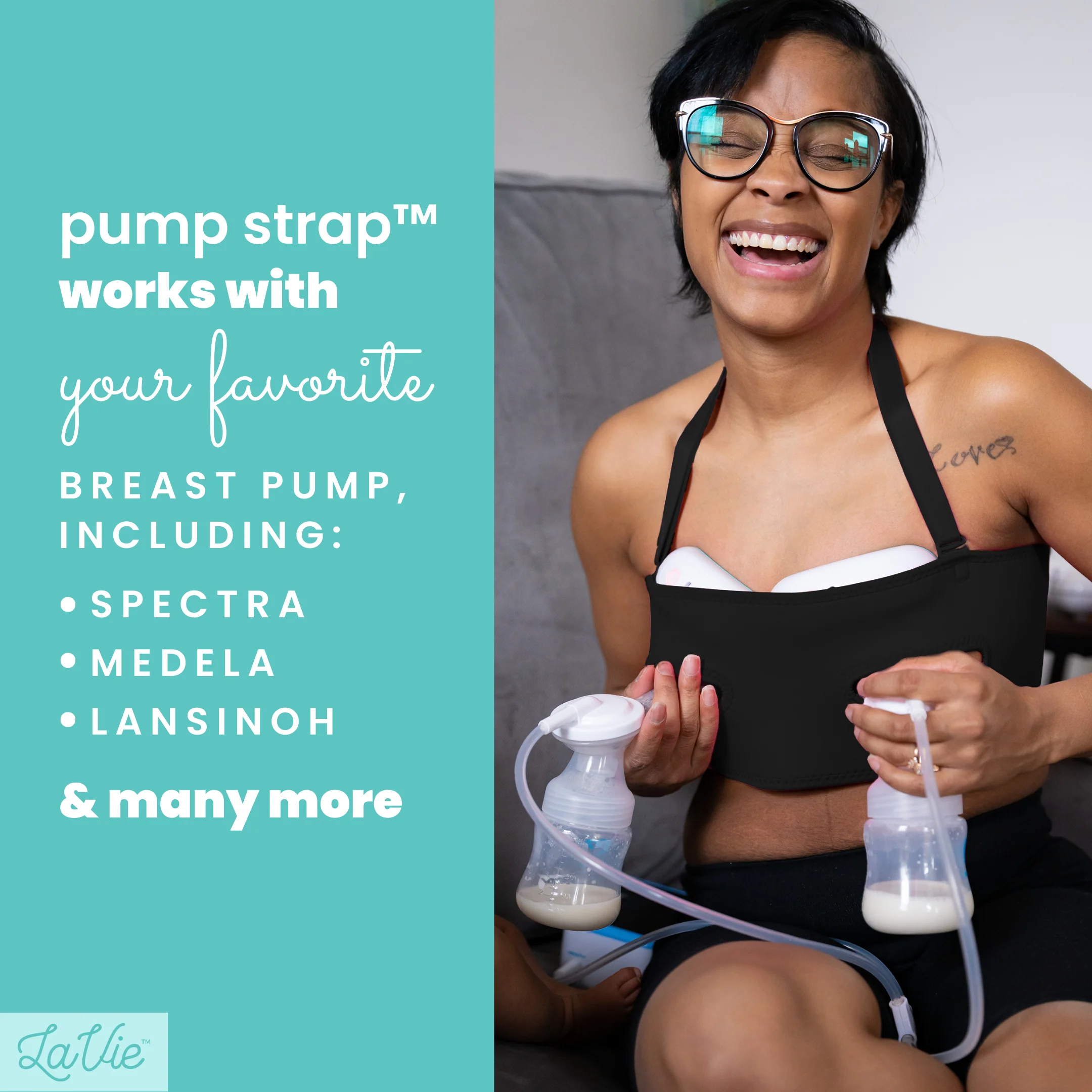 LaVie Pump Strap Hands-Free Pumping & Nursing Bra, Pink.