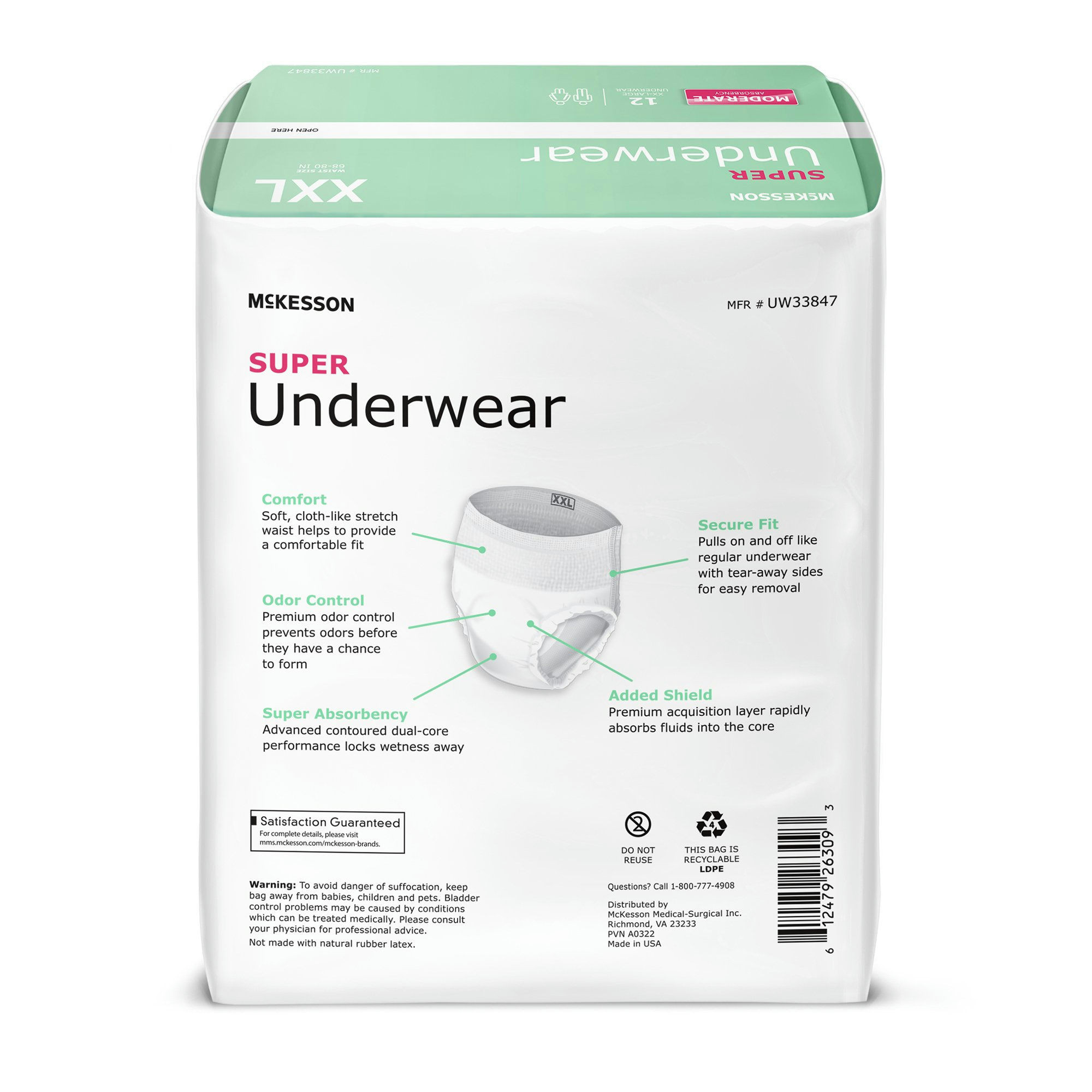 McKesson Adult Absorbent Pull Up Underwear, Moderate Absorbency