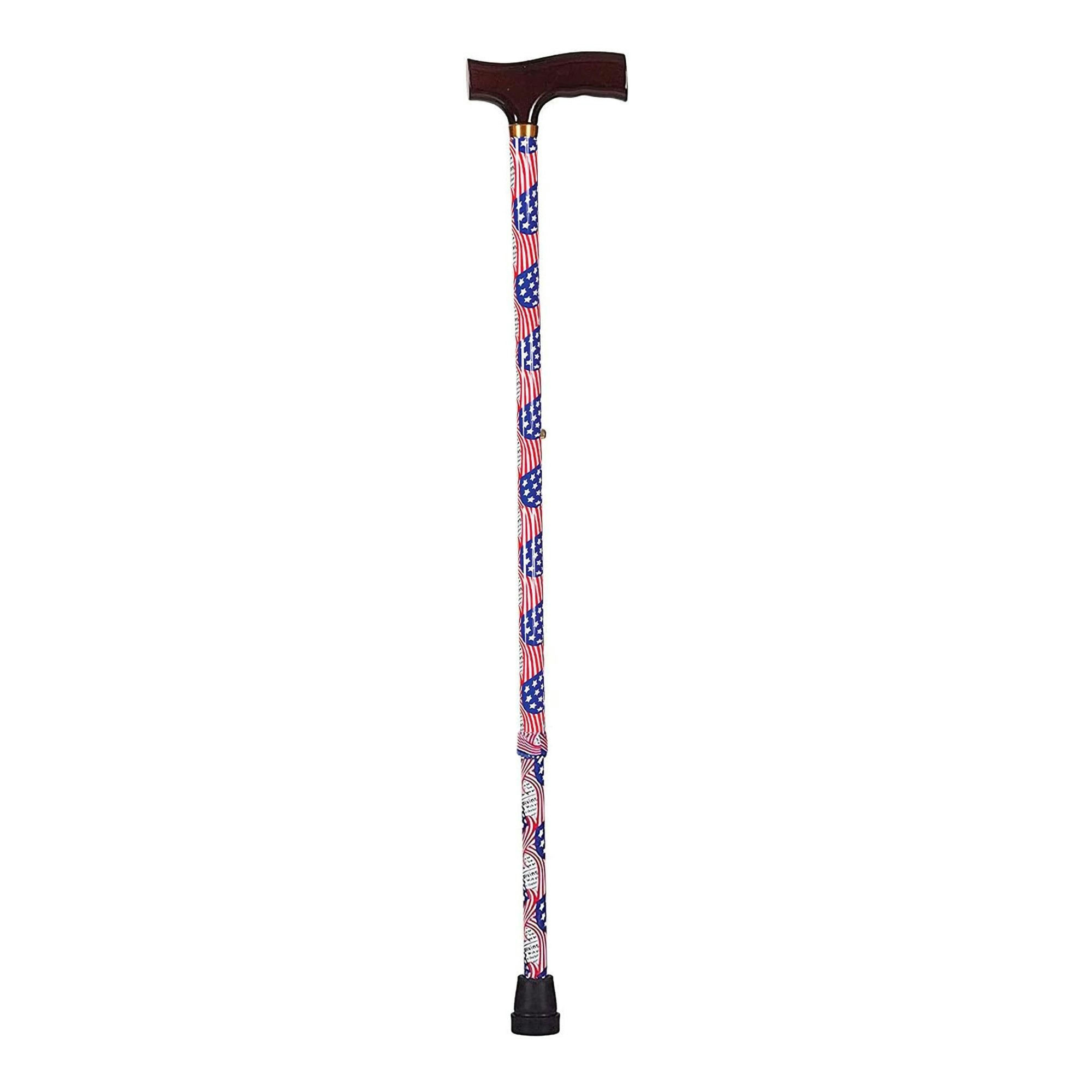 Adjustable Cane T-Handle, American Flag Print