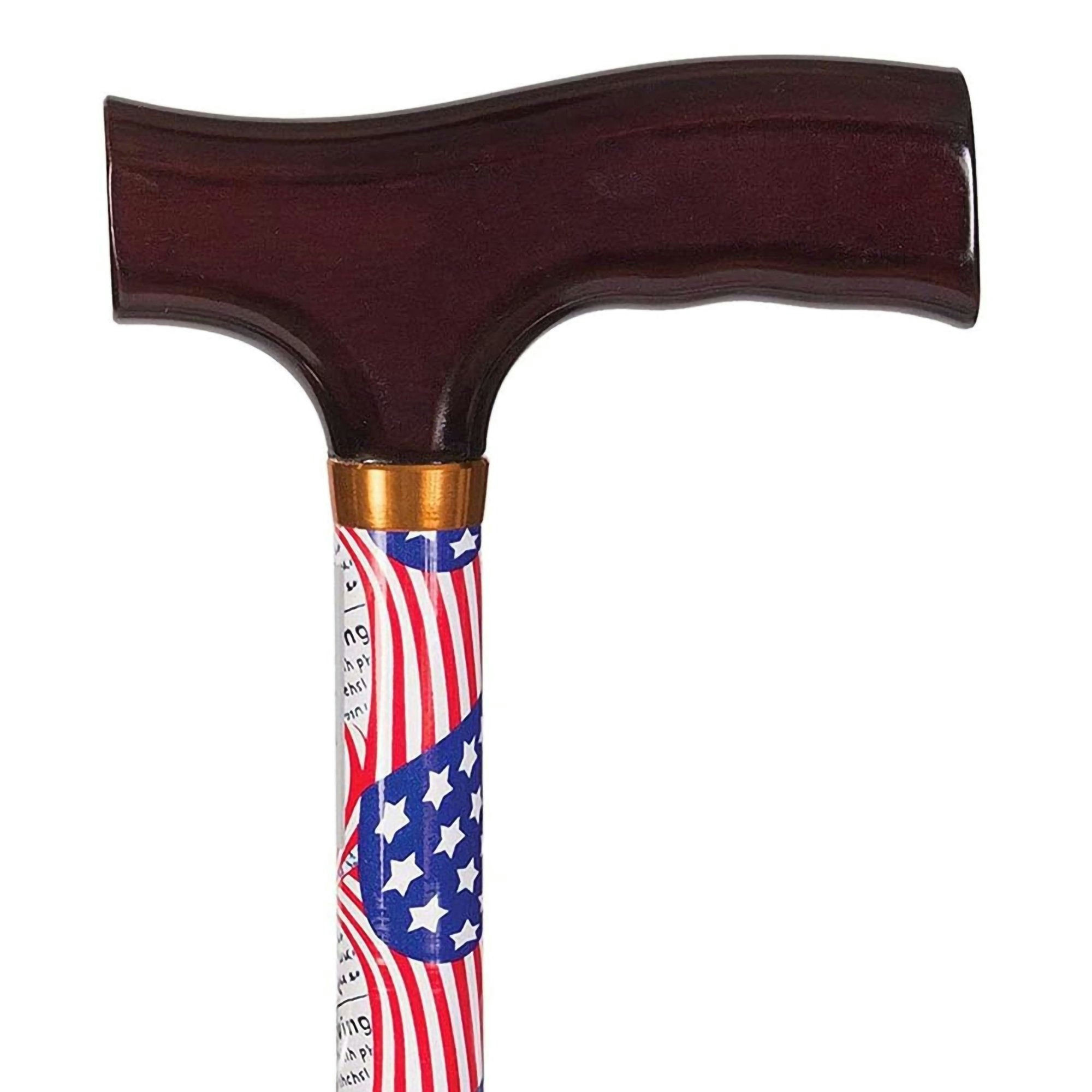 Adjustable Cane T-Handle, American Flag Print