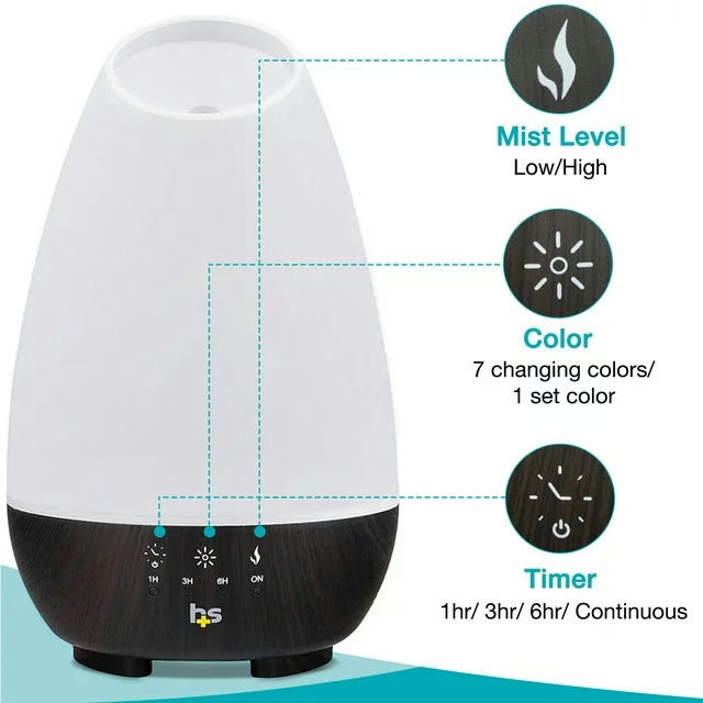 HealthSmart Ultrasonic Humidifier, Essential Oil Diffuser