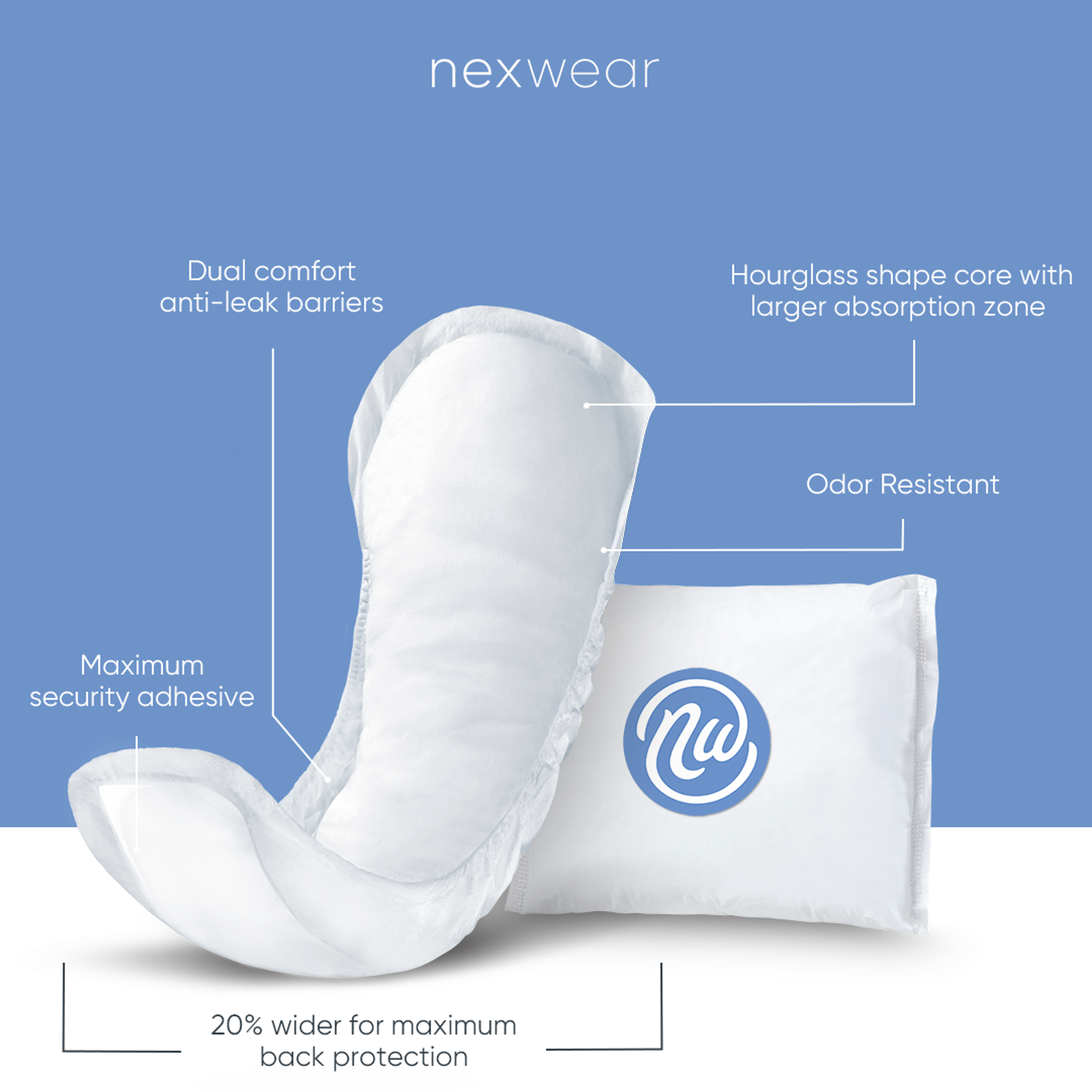 Nexwear Maximum Incontinence Pad, Heavy Absorbency