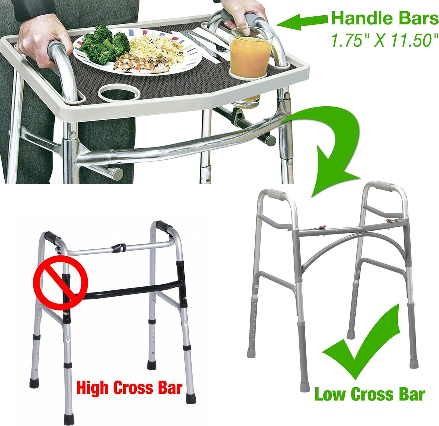 Jobar Walker Tray With Grip Mat