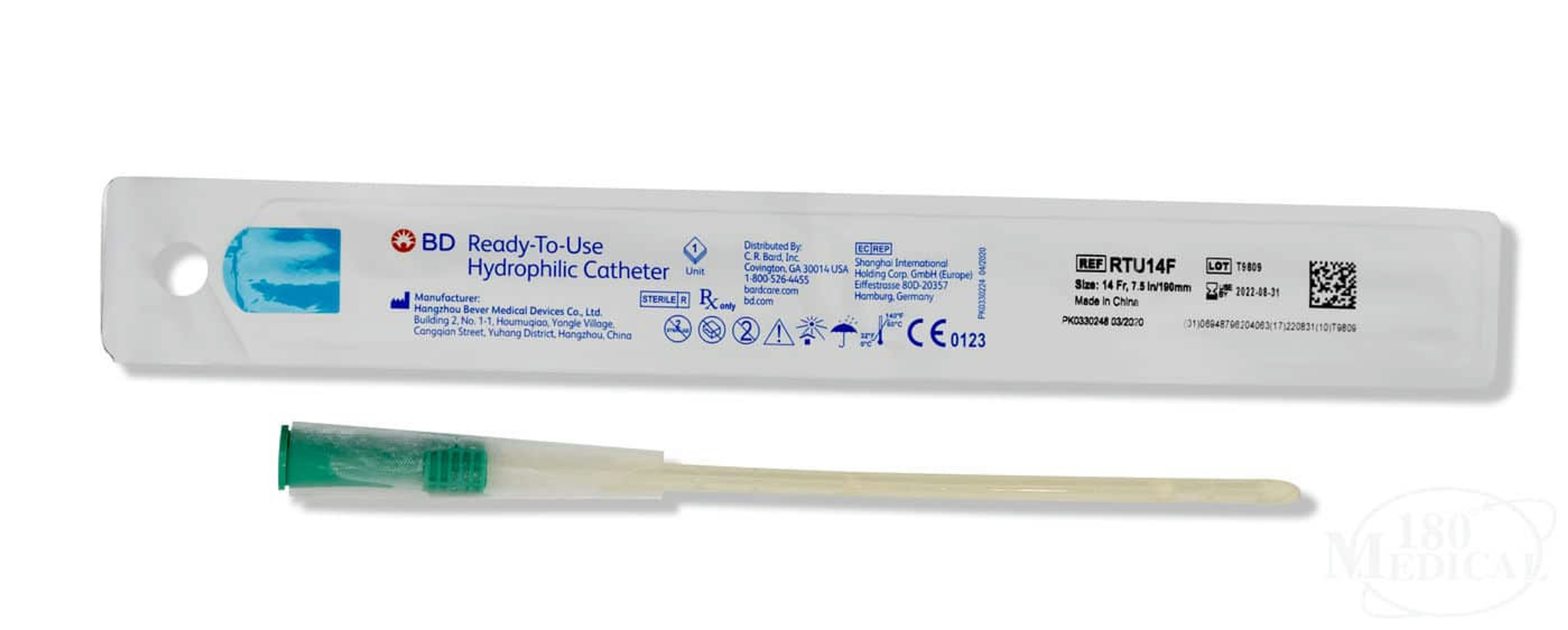 Bard Ready-To-Use Female Intermittent Straight Tip Catheter, 7.5" Length