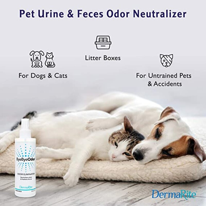 Dermarite ByeBye Odor Deodorizer, 00258-EA1, 1 Bottle 7.5 oz., Pet Urine & Feces Odor Neutralizer