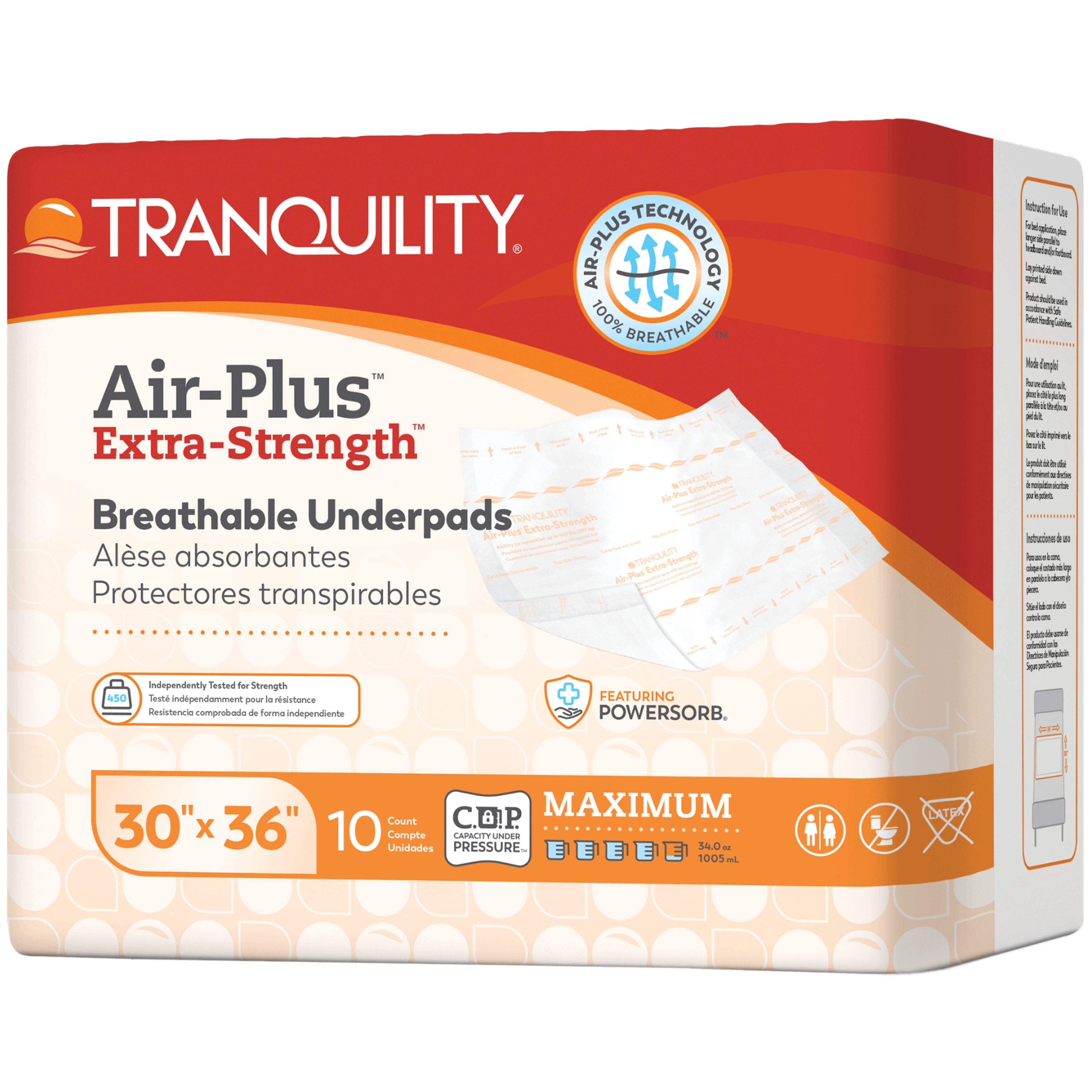 Tranquility AIR-Plus Extra-Strength Breathable Incontinence Underpads, Maximum Absorbency