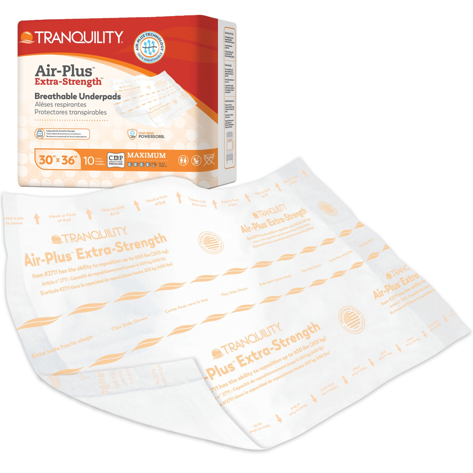 Tranquility AIR-Plus Extra-Strength Breathable Incontinence Underpads, Maximum Absorbency