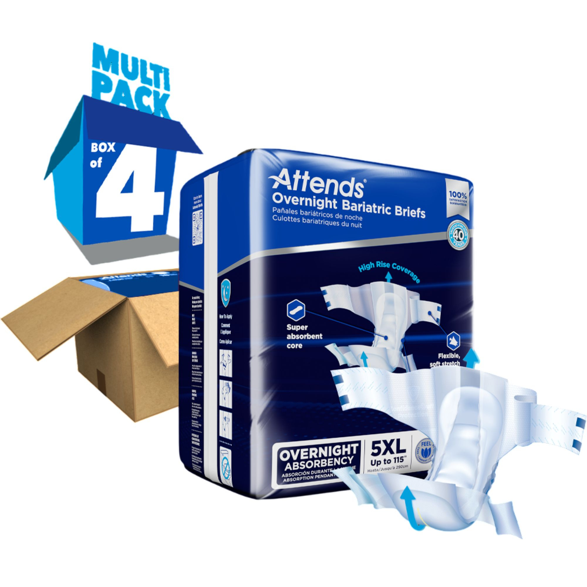 Attends Overnight Bariatric Briefs, 5XL