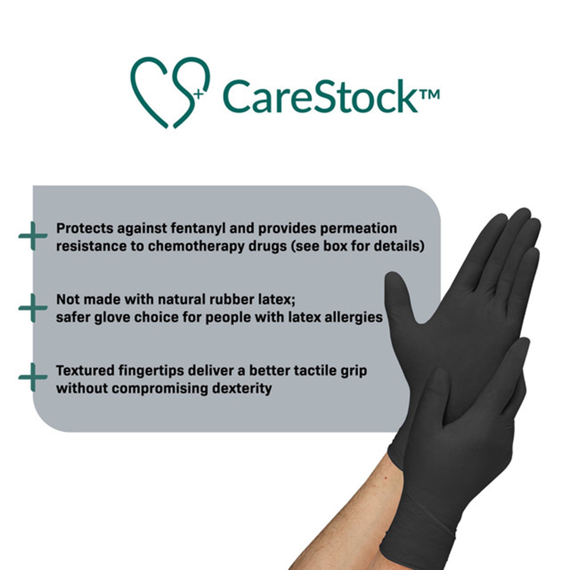 CareStock Black Nitrile Exam Gloves
