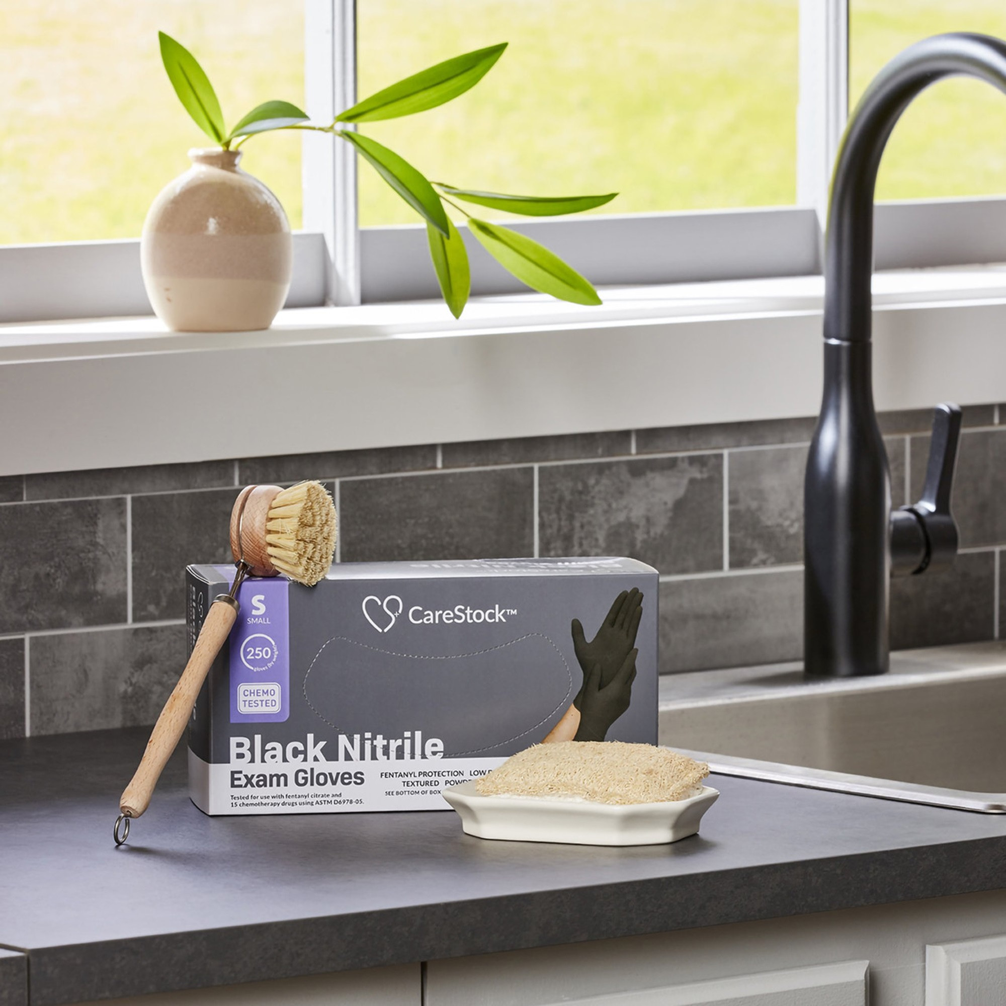 CareStock Black Nitrile Exam Gloves