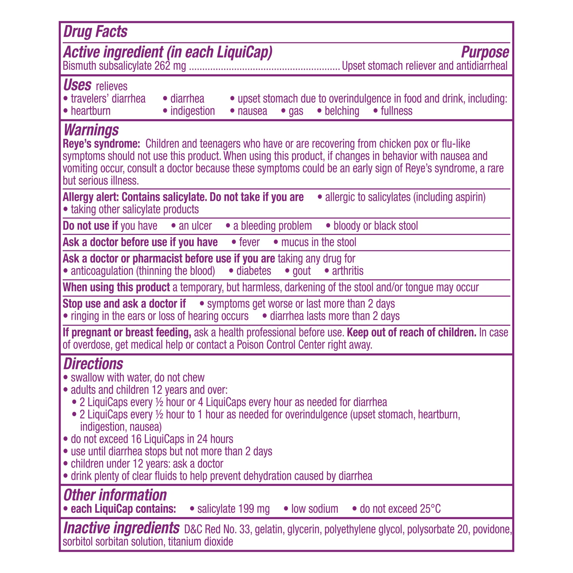 Pepto Bismol Upset Stomach Reliever Antidiarrheal