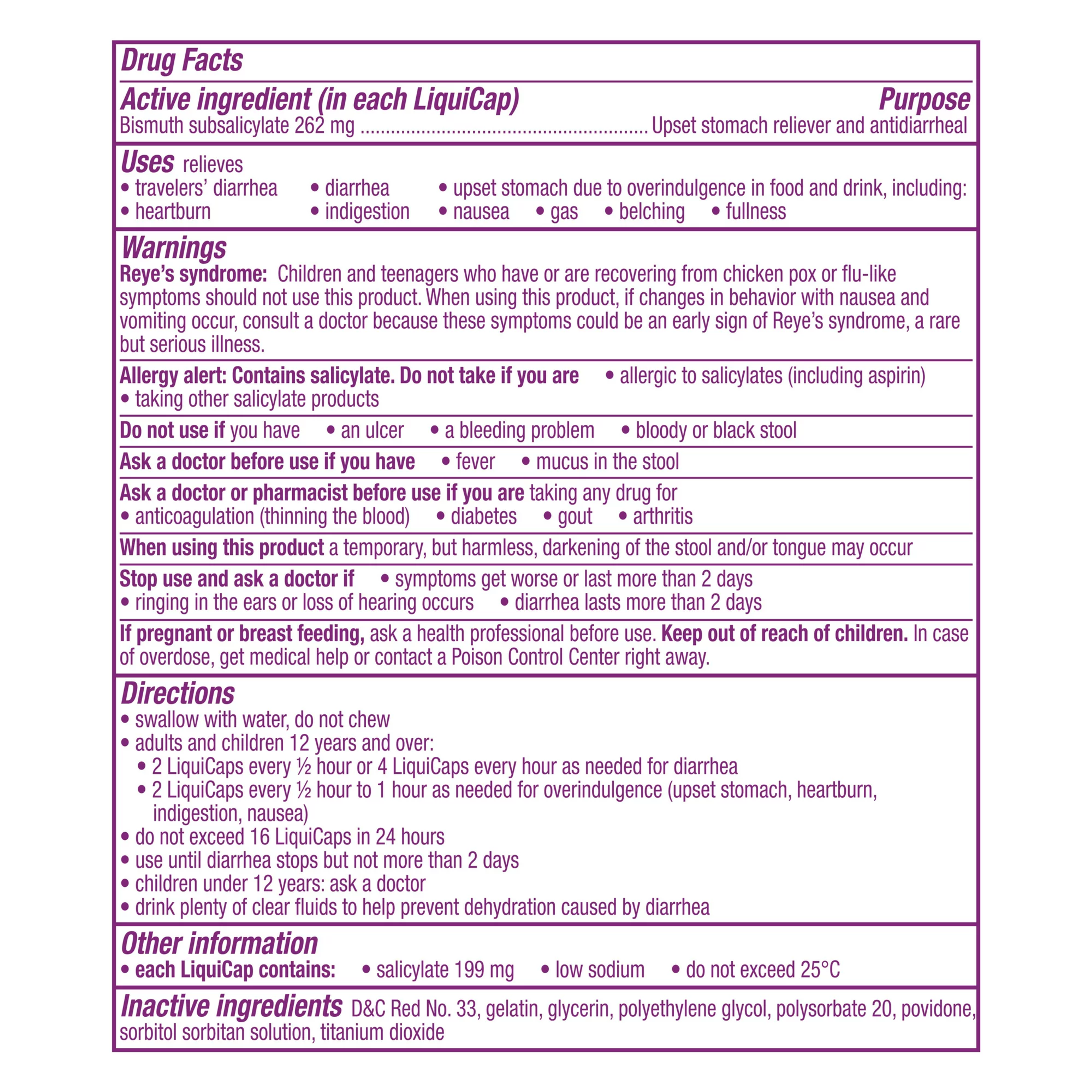 Pepto Bismol Upset Stomach Reliever Antidiarrheal