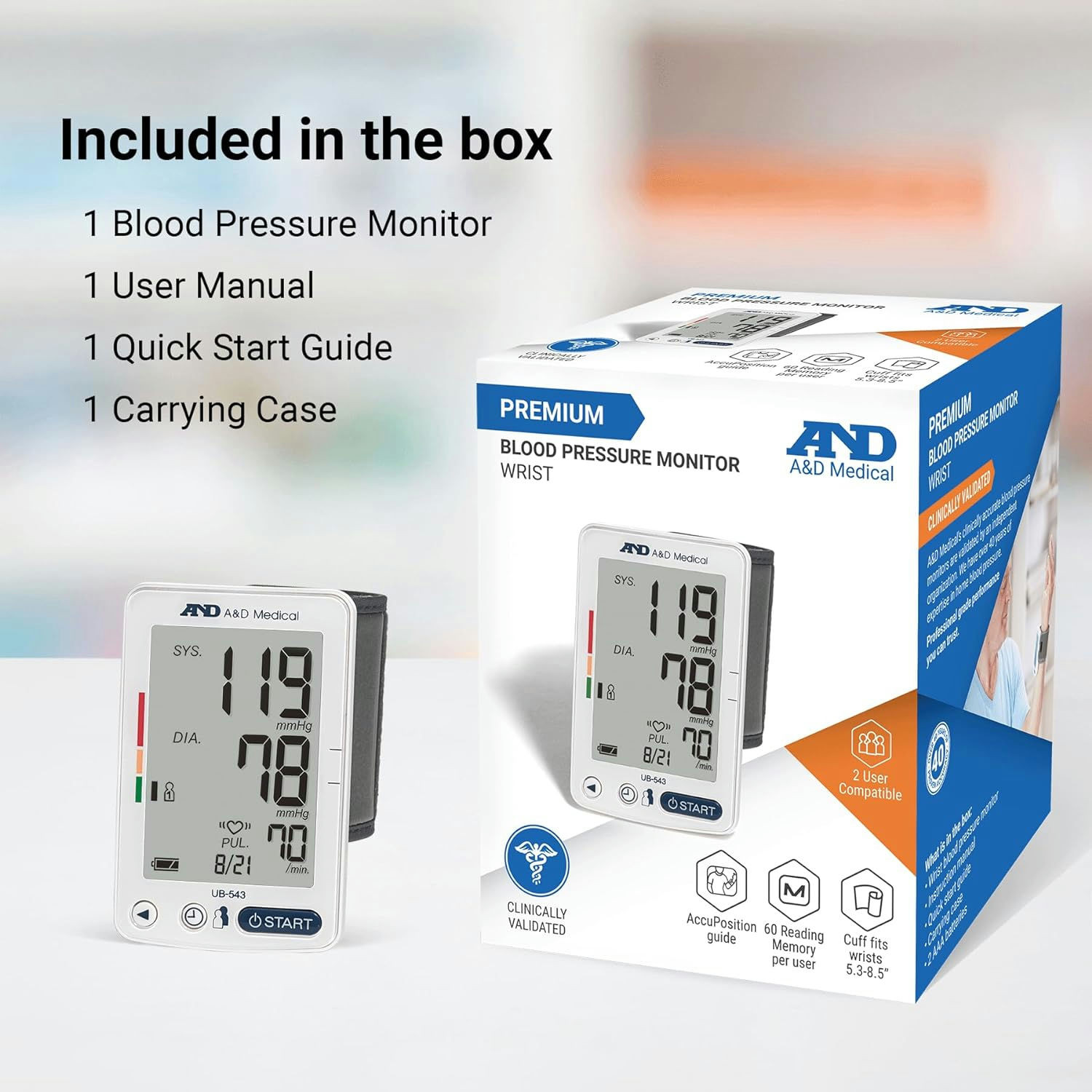 A&D Medical Premium Multi-User Wrist Blood Pressure Monitor