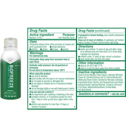 Biofreeze Pain Relieving 360 Degree Spray