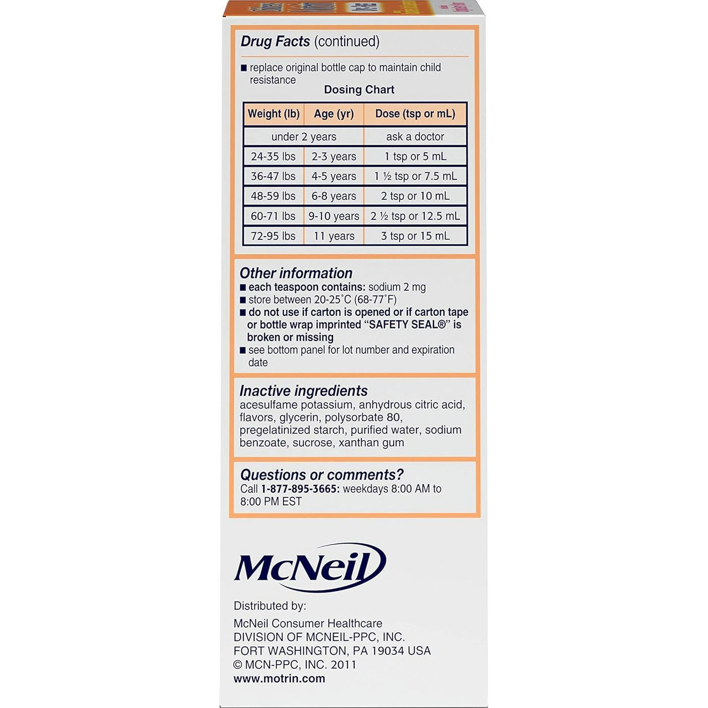 Motrin Children's Dye-Free Pain Reliever & Fever Reducer