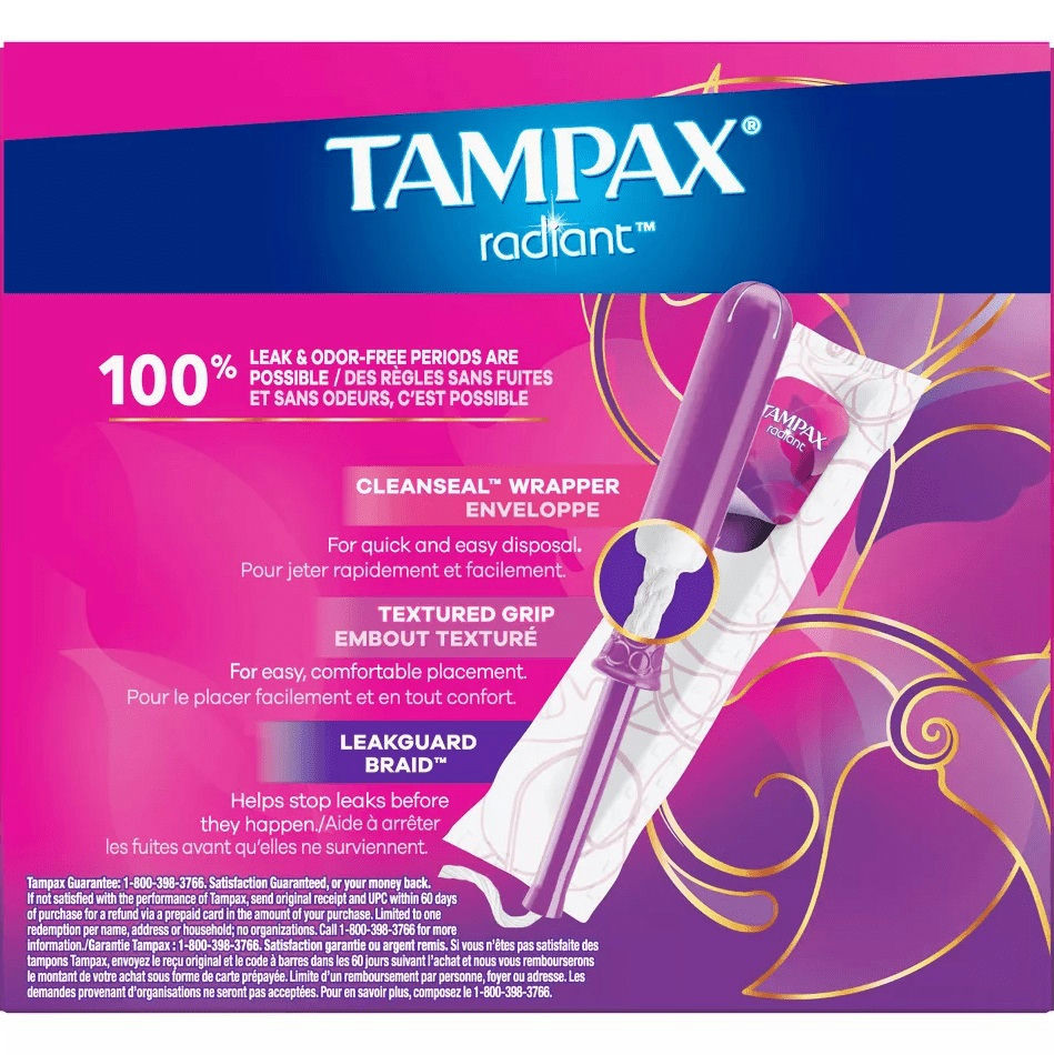 Tampax Radiant Tampons, Regular Absorbency