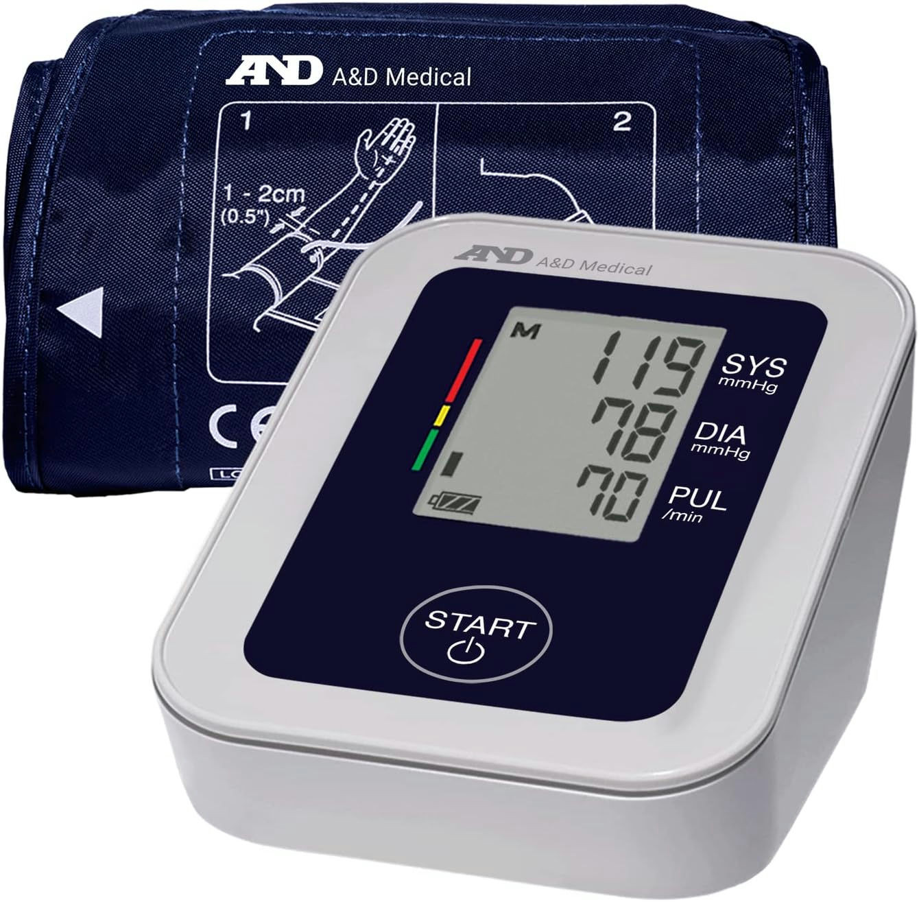 A&D Medical Essential One Button Blood Pressure Monitor with Batteries