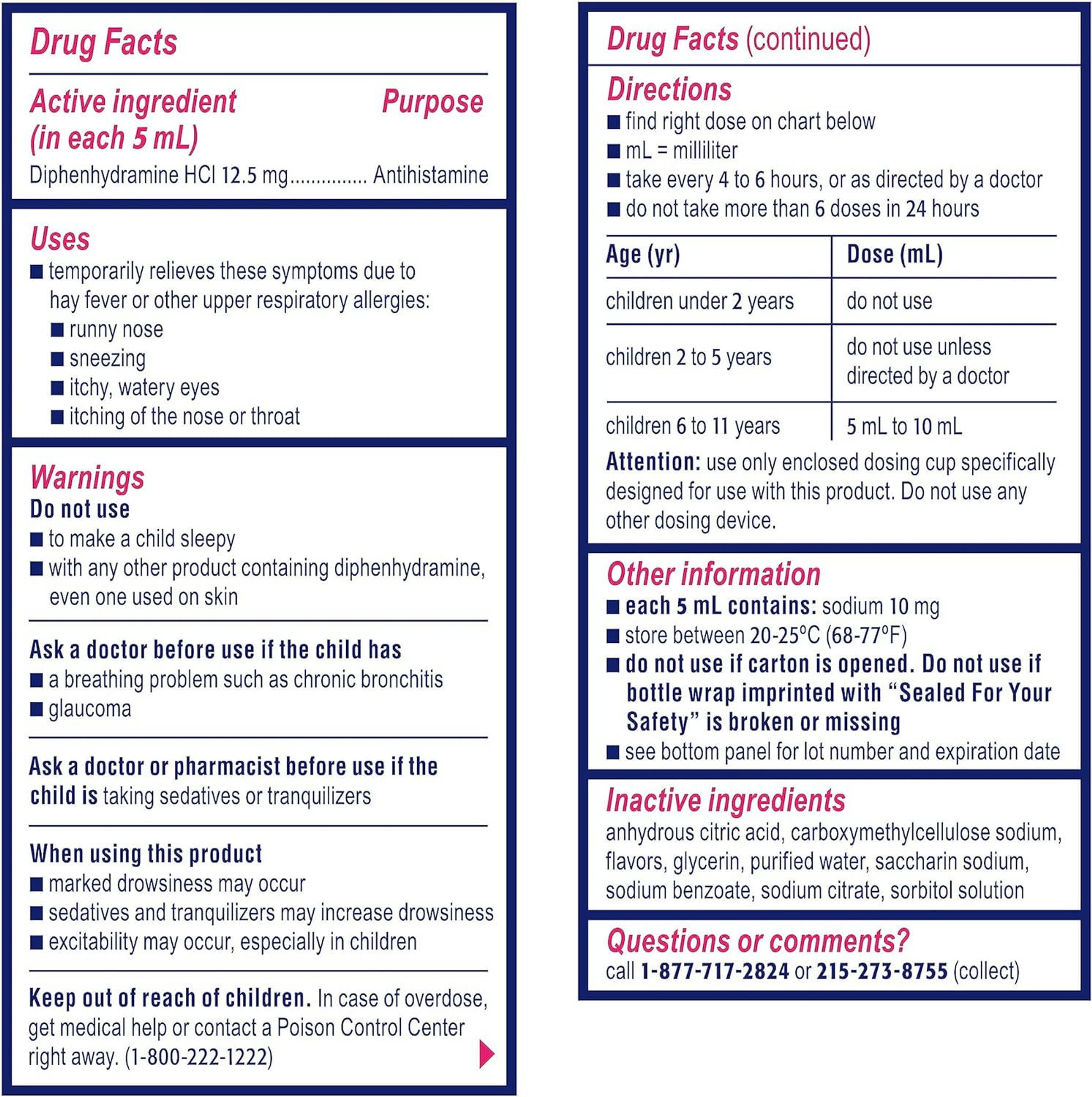 Benadryl Children's Dye-Free Allergy Oral Solution