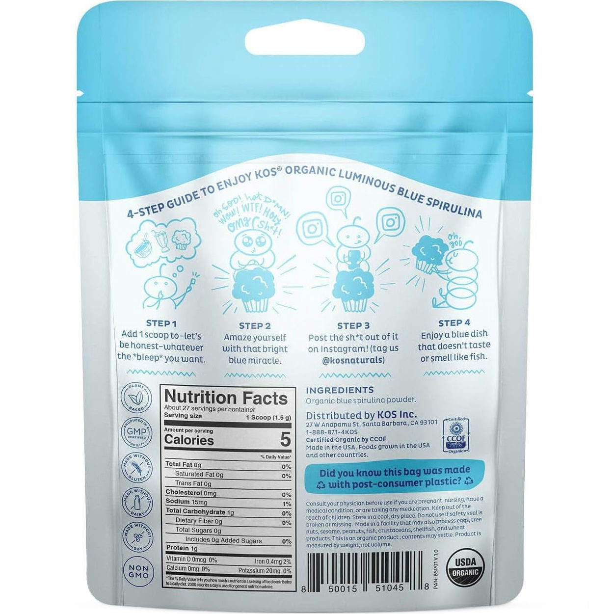 KOS Organic Luminous Blue Spirulina