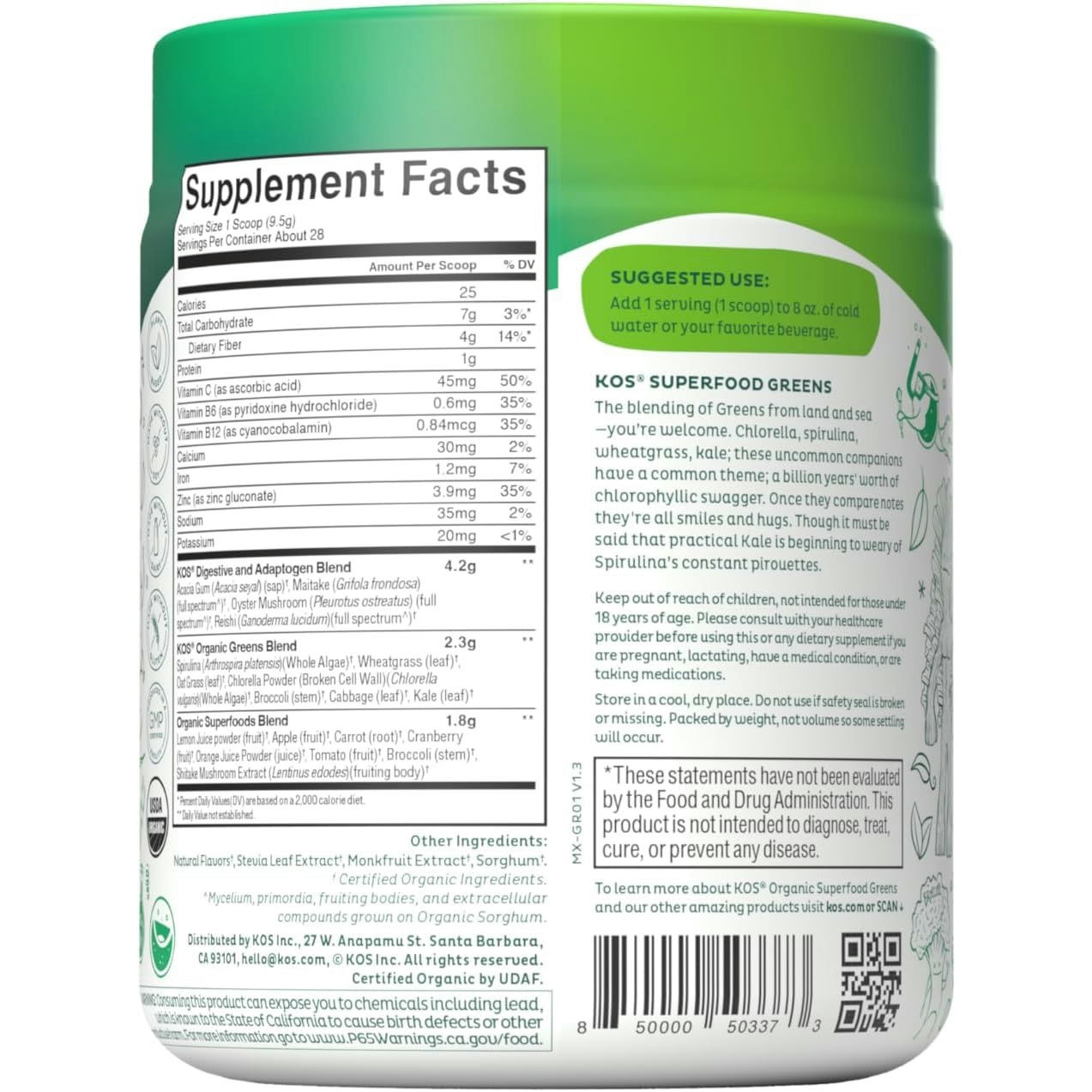 KOS Show Me The Greens Super Tasty Veggie Blend