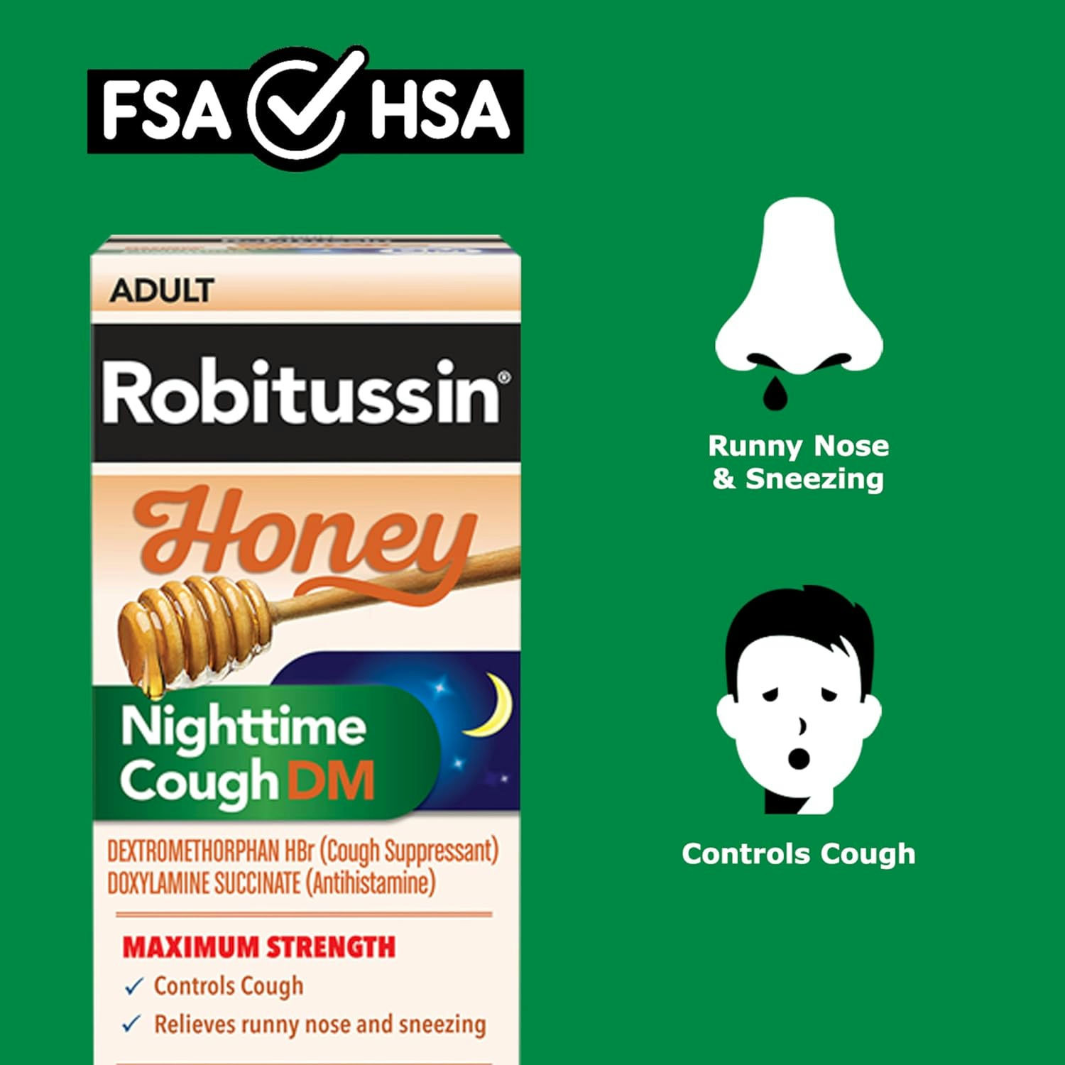 Robitussin Honey Nighttime Cough DM Maximum Strength