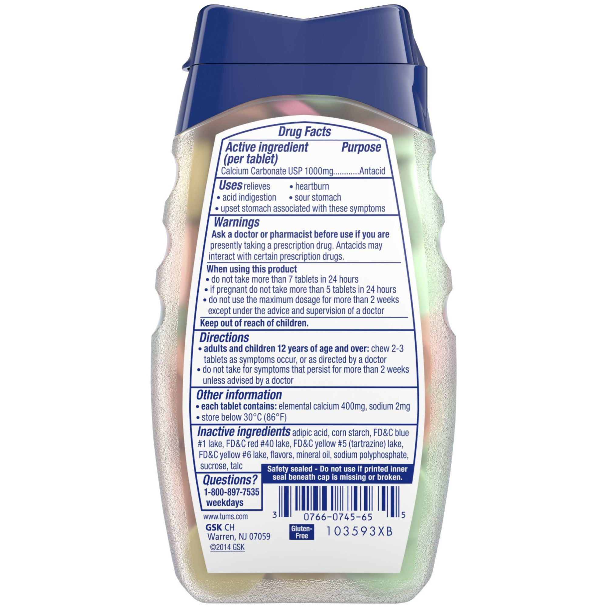 Tums Antacid Ultra Strength Chewable Tablets for Heartburn & Acid Indigestion Relief