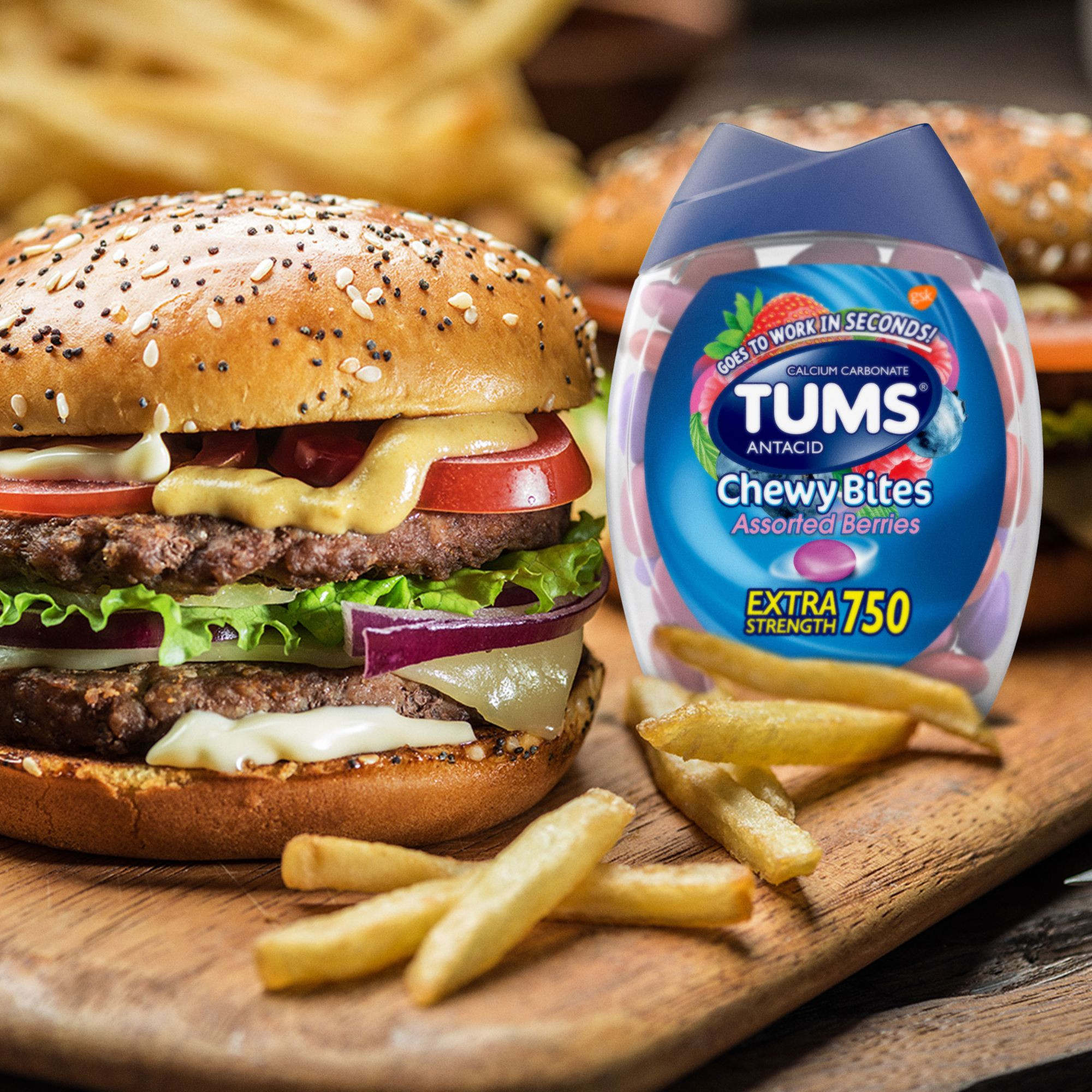 Tums Antacid Extra Strength Chewy Bites Chewable Tablets for Heartburn & Acid Indigestion Relief