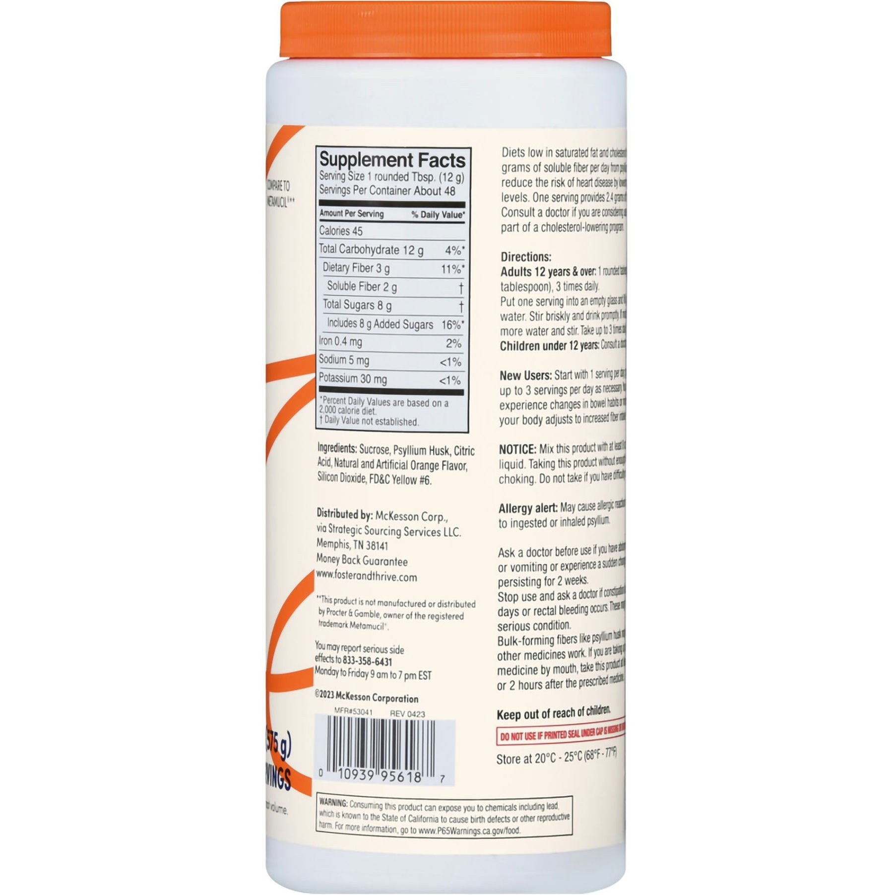 Foster & Thrive Psyllium Husk Fiber Supplement Powder