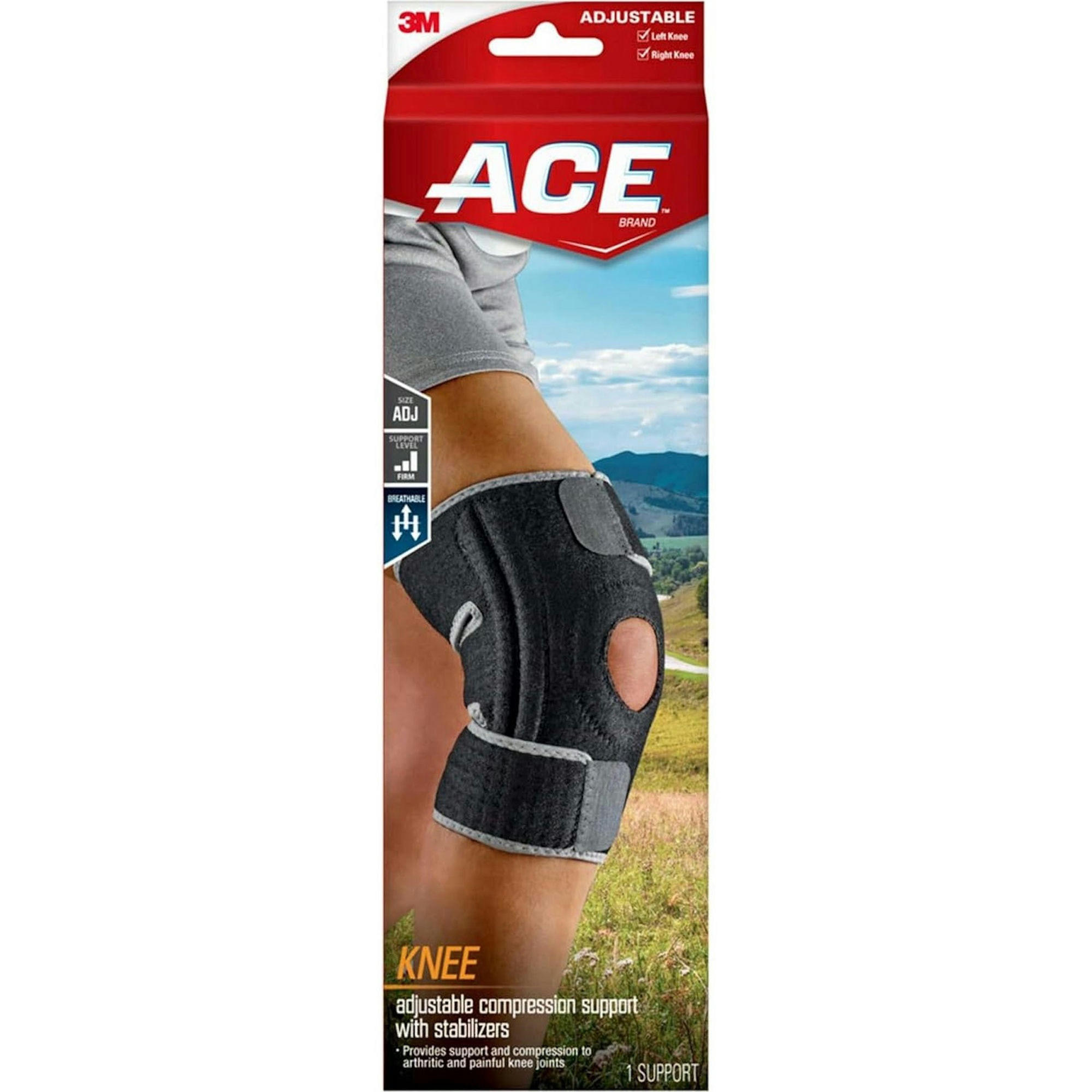 3M ACE Adjustable Compression Knee Support with Stabilizers