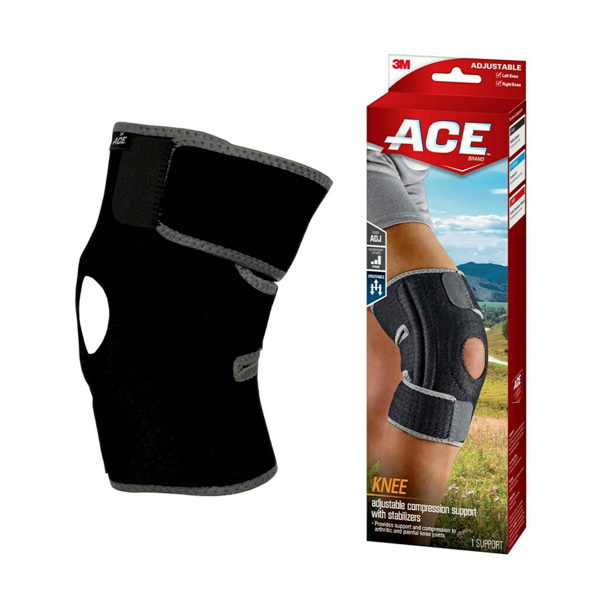 3M ACE Adjustable Compression Knee Support with Stabilizers