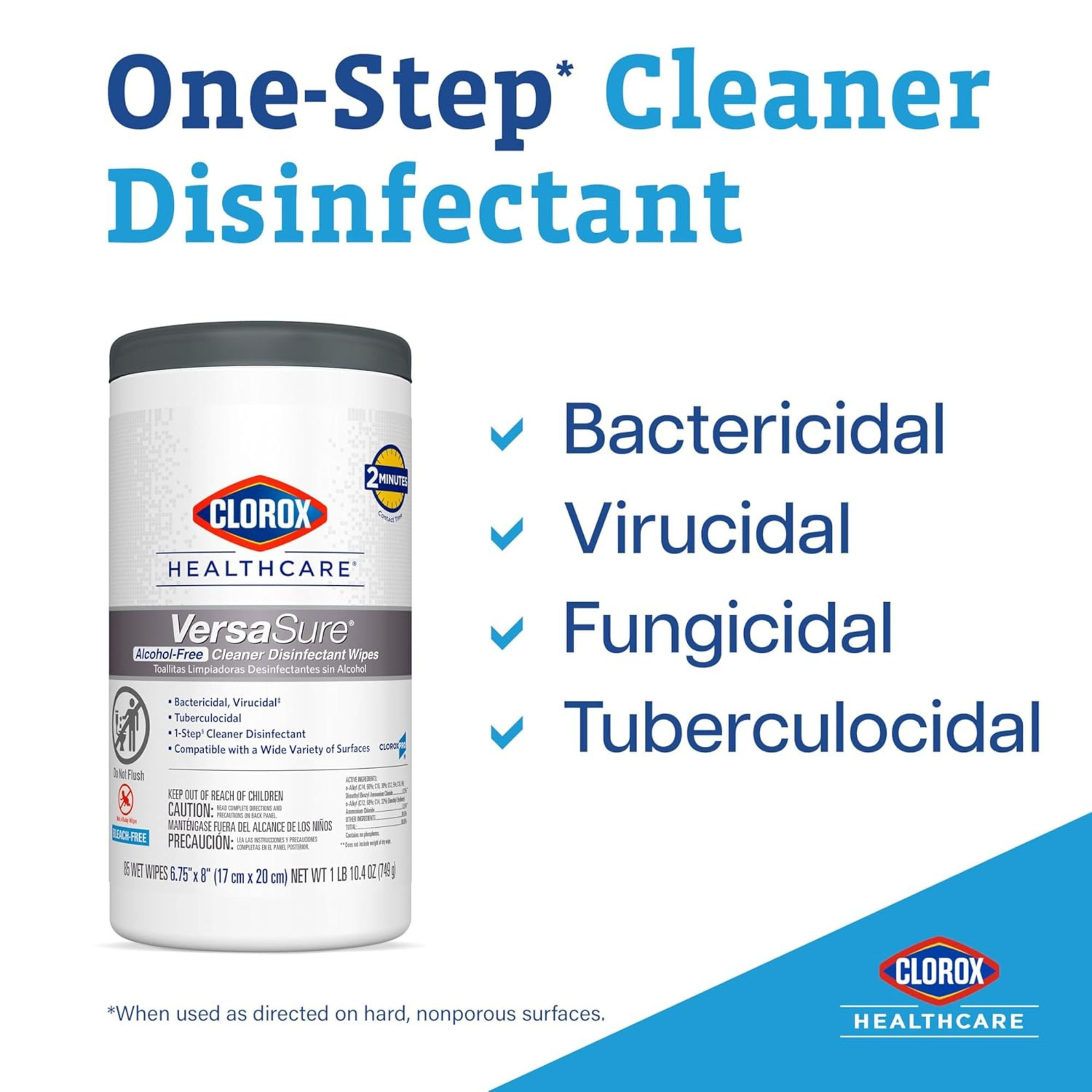 Clorox Healthcare VersaSure Alcohol Free Cleaner Disinfectant Wipes